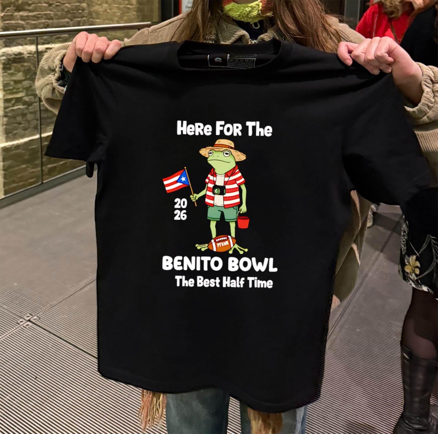 Here For The 2026 Benito Bowl Frog Flag Football Graphic shirt