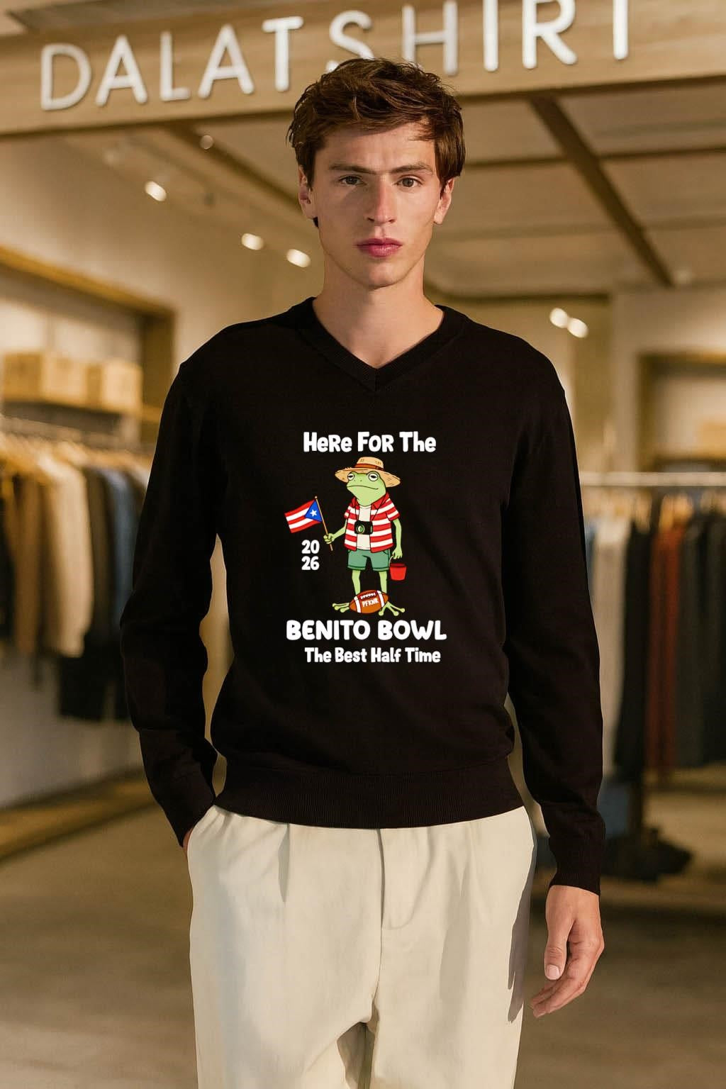 Here For The 2026 Benito Bowl Frog Flag Football Graphic shirt