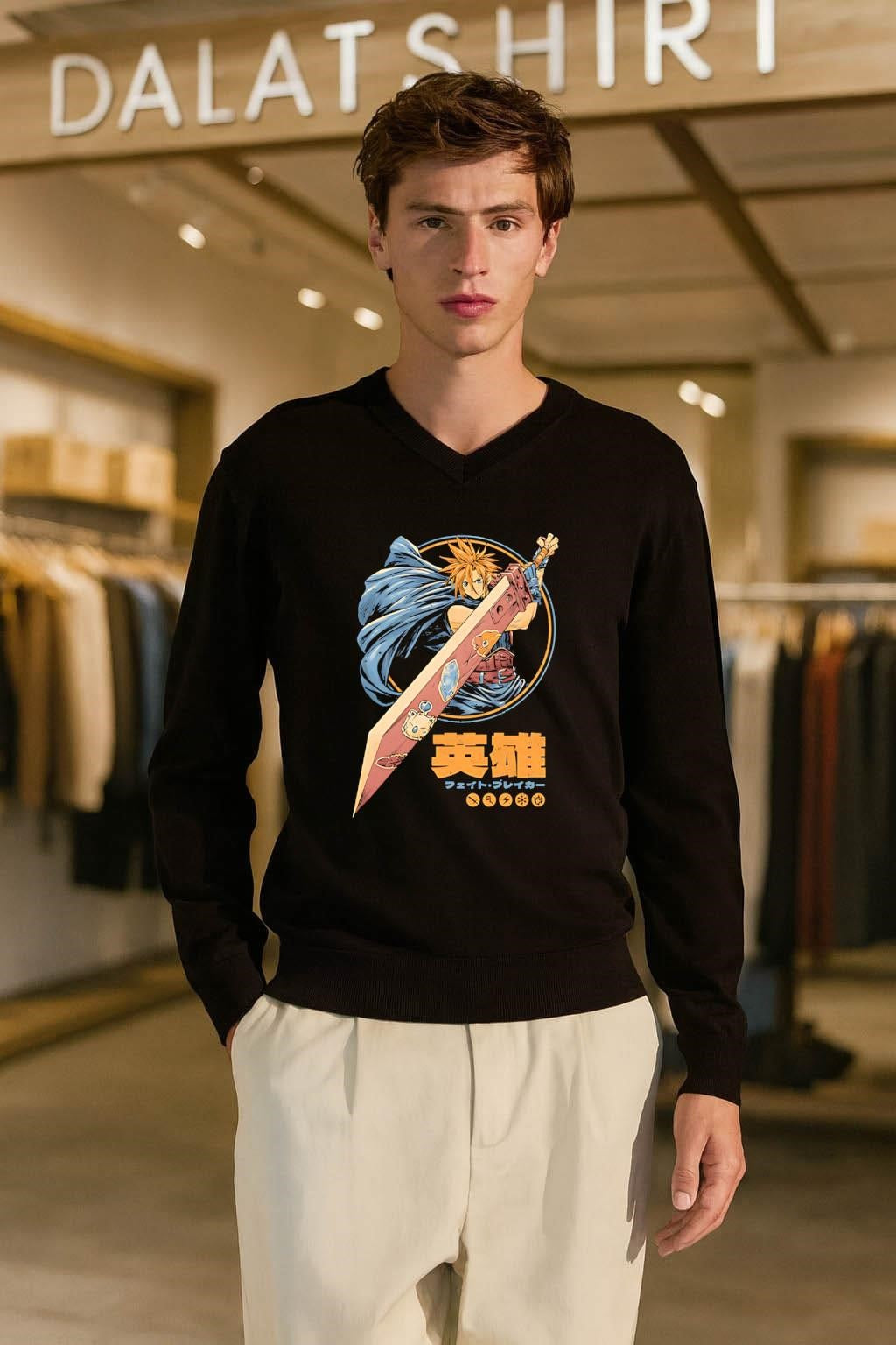 Hero Cloud Strife Buster Sword Anime Final Fantasy Video Game shirt
