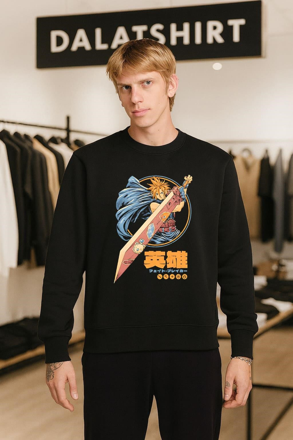 Hero Cloud Strife Buster Sword Anime Final Fantasy Video Game shirt