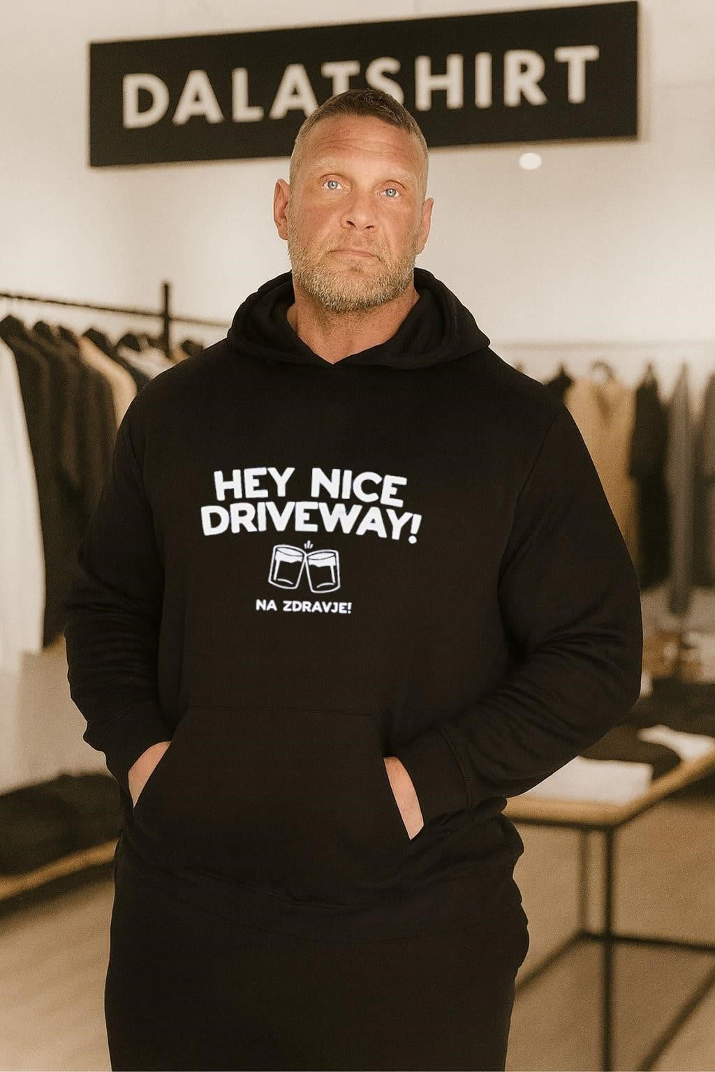 Hey Nice Driveway Na Zdravlje Beer Glasses Cheers Fun shirt