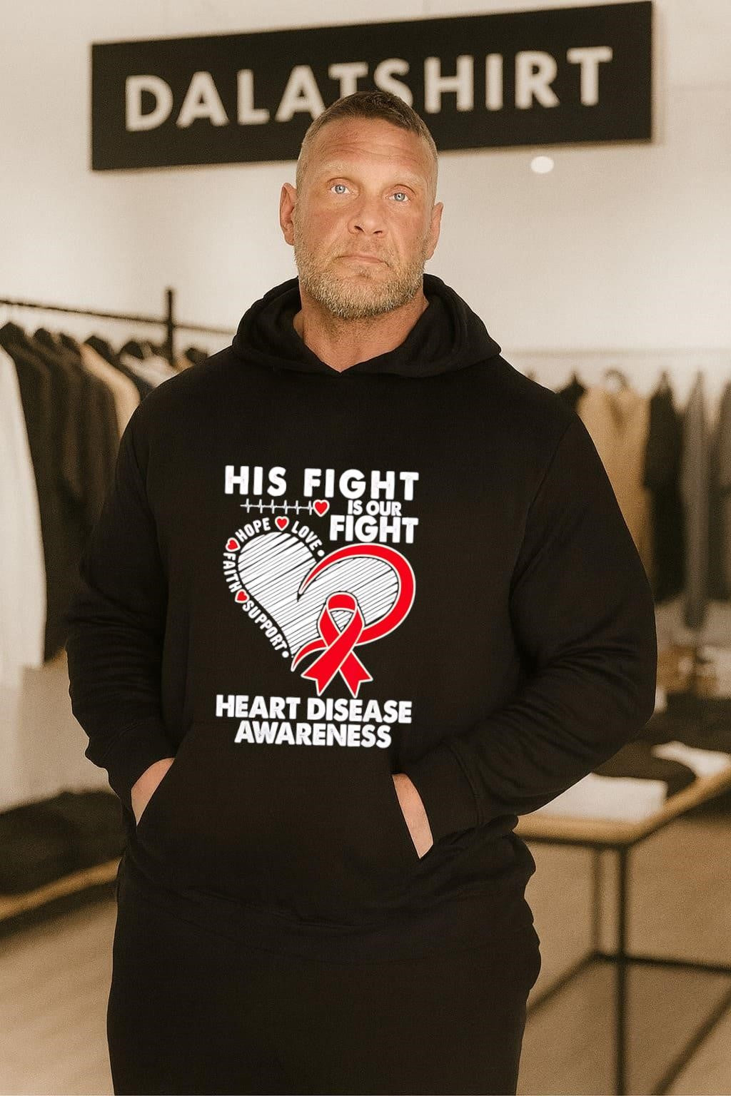 His Fight Is Our Fight Heart Disease Awareness Red Ribbon shirt