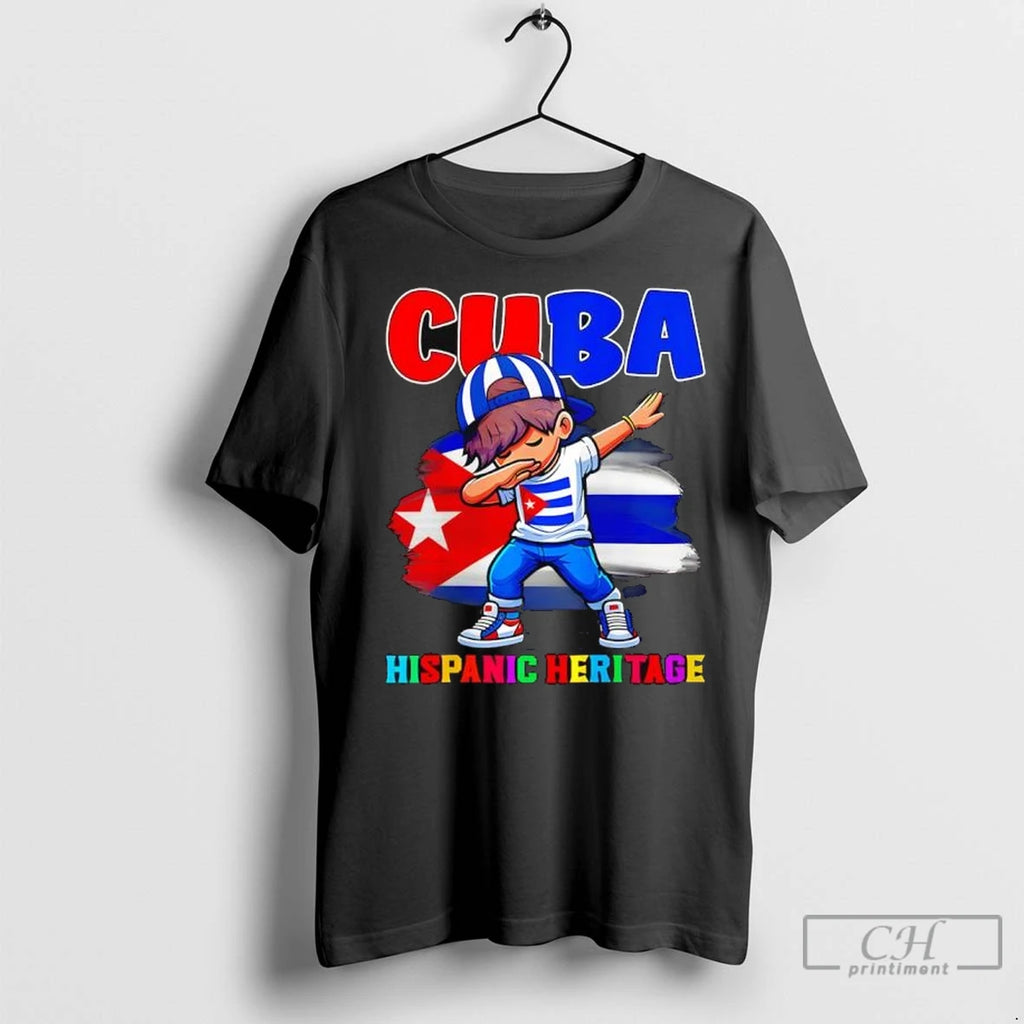 Hispanic Heritage Month Cuban Flag Cuba Dabbing T Shirts