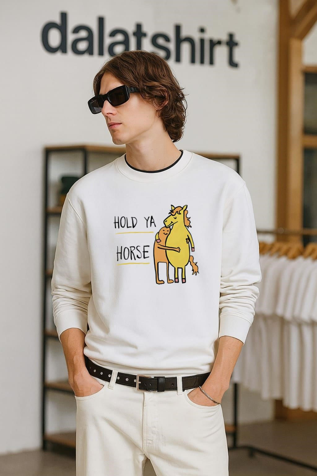 Hold Ya Horse Cute Animal Hug Illustration shirt