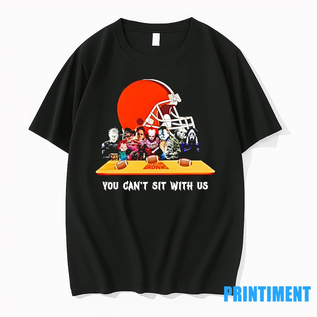 Horror Movie Characters You Cant Sit With Us Cleveland Browns Halloween Tshirts Sweater