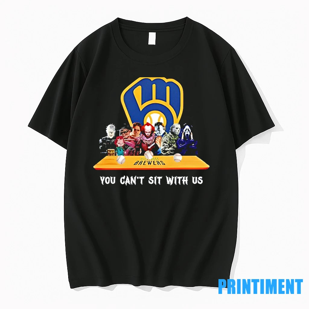 Horror Movie Characters You Cant Sit With Us Milwaukee Brewers Halloween Tshirts Sweater