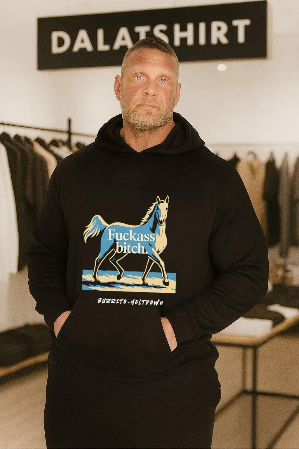 Horse Illustration Fuckass Bitch Burrito Meltdown Sarcastic Animal Meme shirt