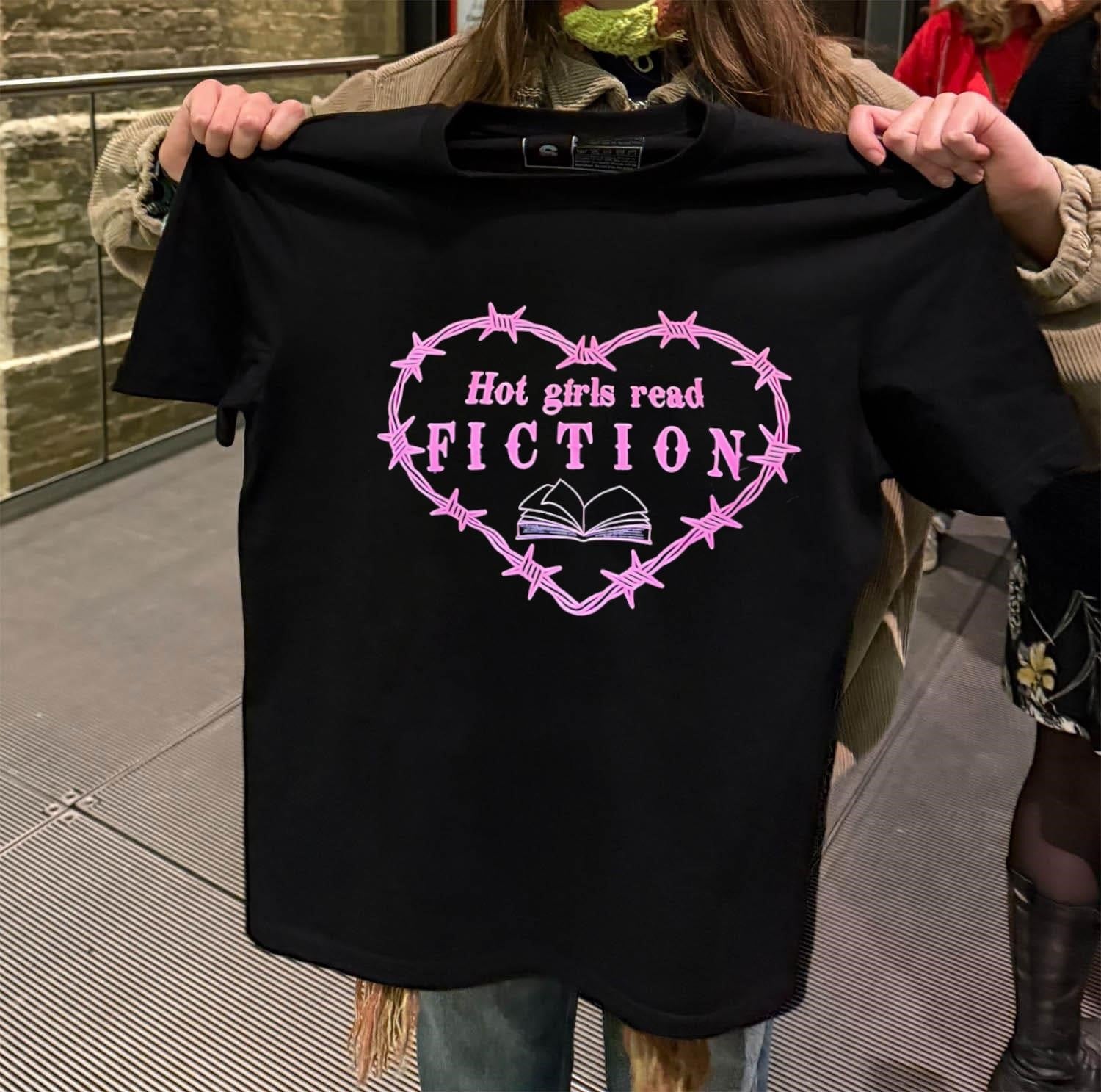 Girls Read Fiction Barbwire Heart Book shirt