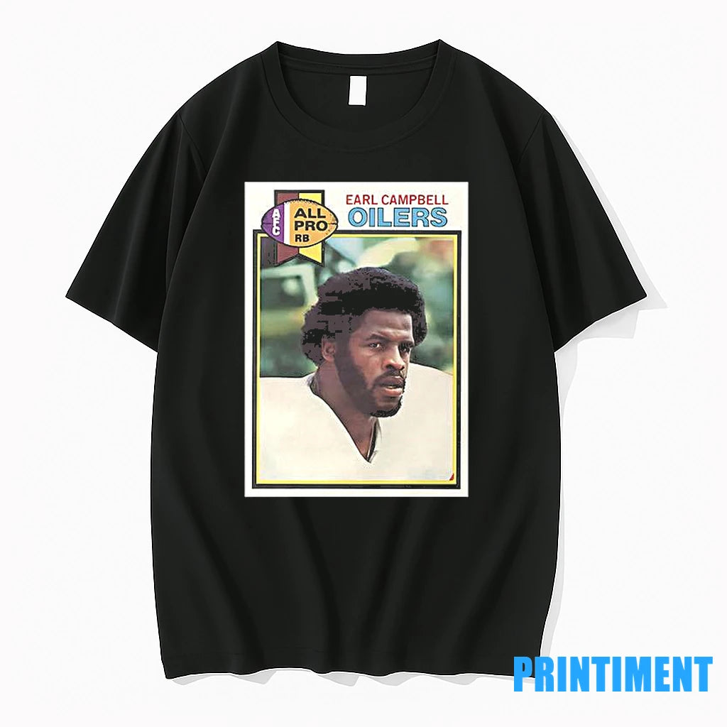 Houston Oilers Earl Campbell Trading Card Tshirts Sweater