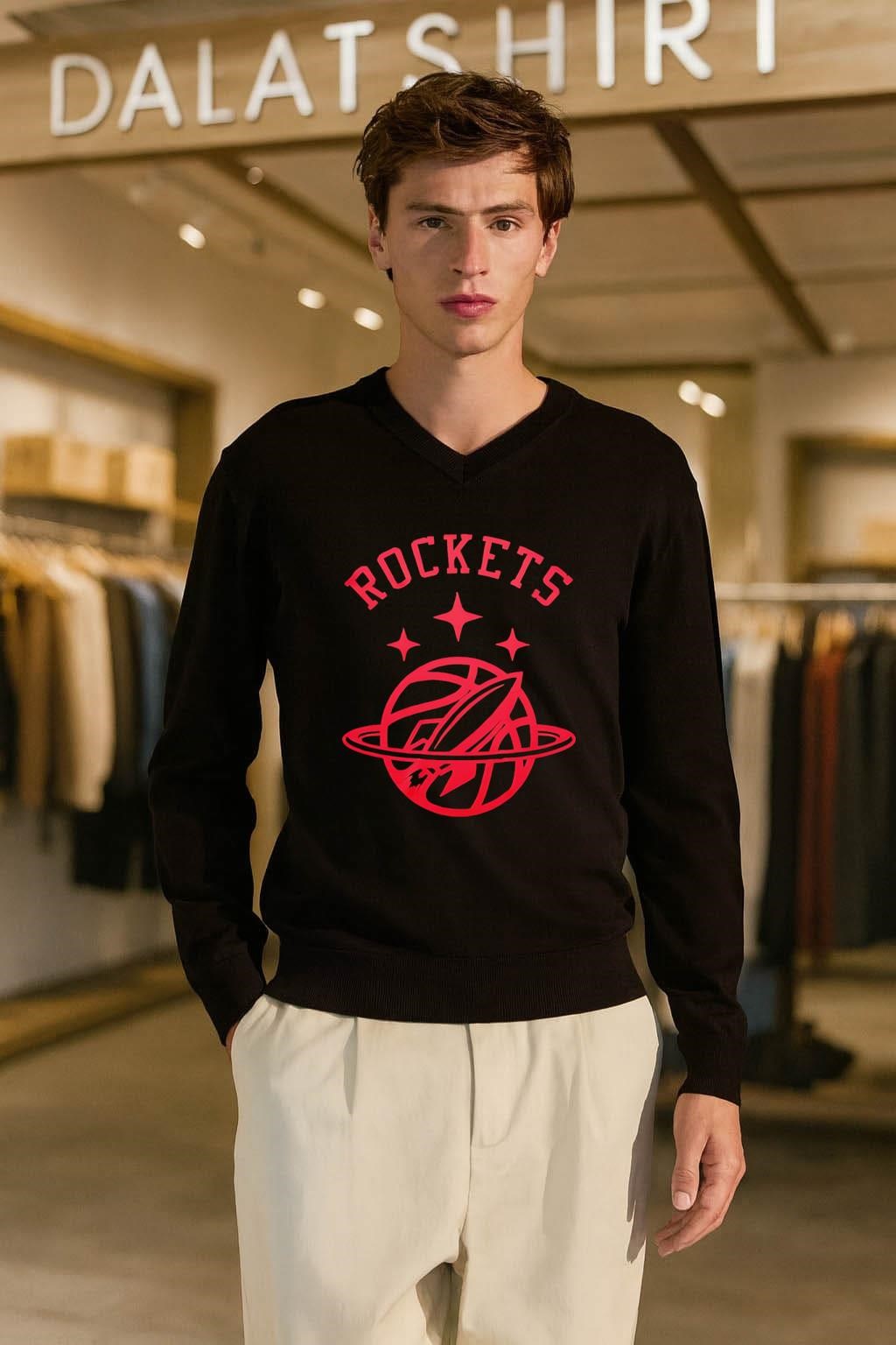 Houston Rockets Basketball Team Space Rocket Ship Ball shirt