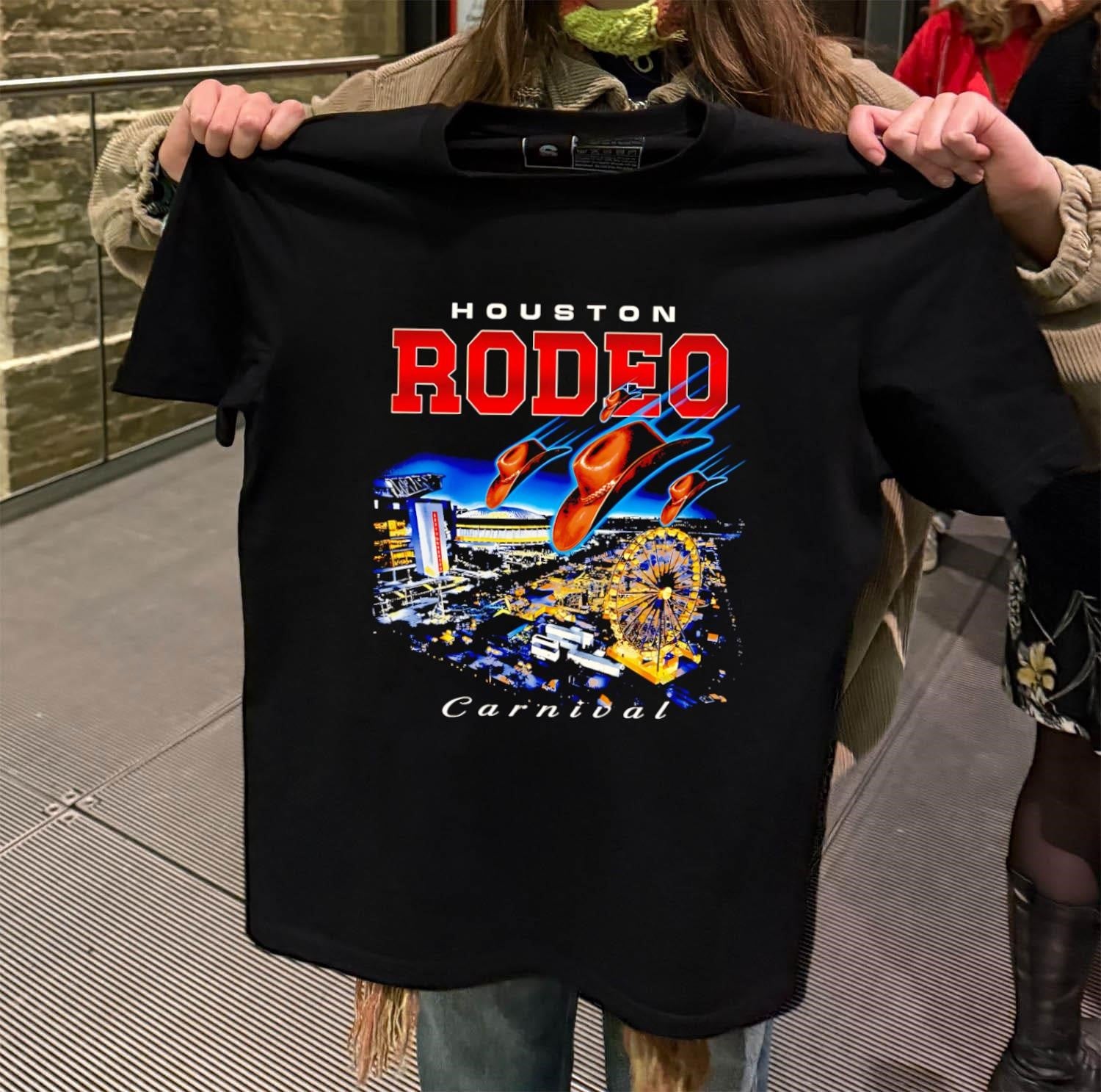 Houston Rodeo Carnival Flying Cowboy Hats and Ferris Wheel shirt