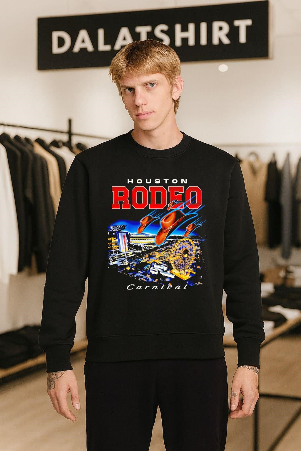 Houston Rodeo Carnival Flying Cowboy Hats and Ferris Wheel shirt