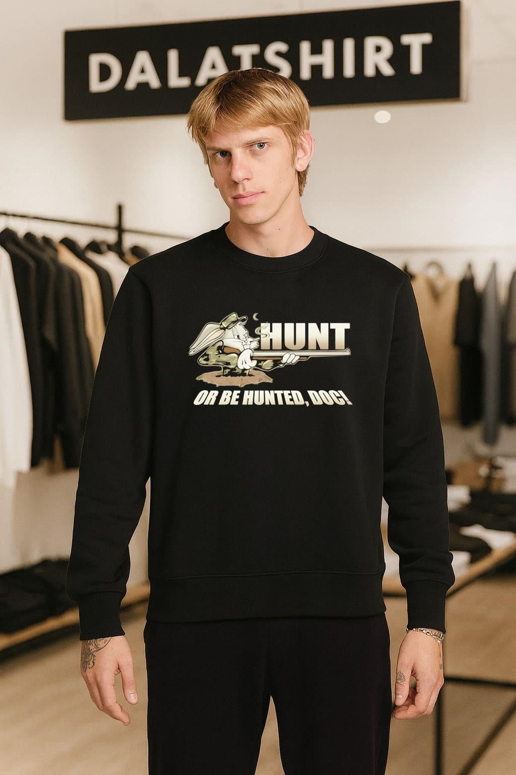 Hunt Or Be Hunted Doc Bugs Bunny Camouflage Hunting Rifle Smoking shirt