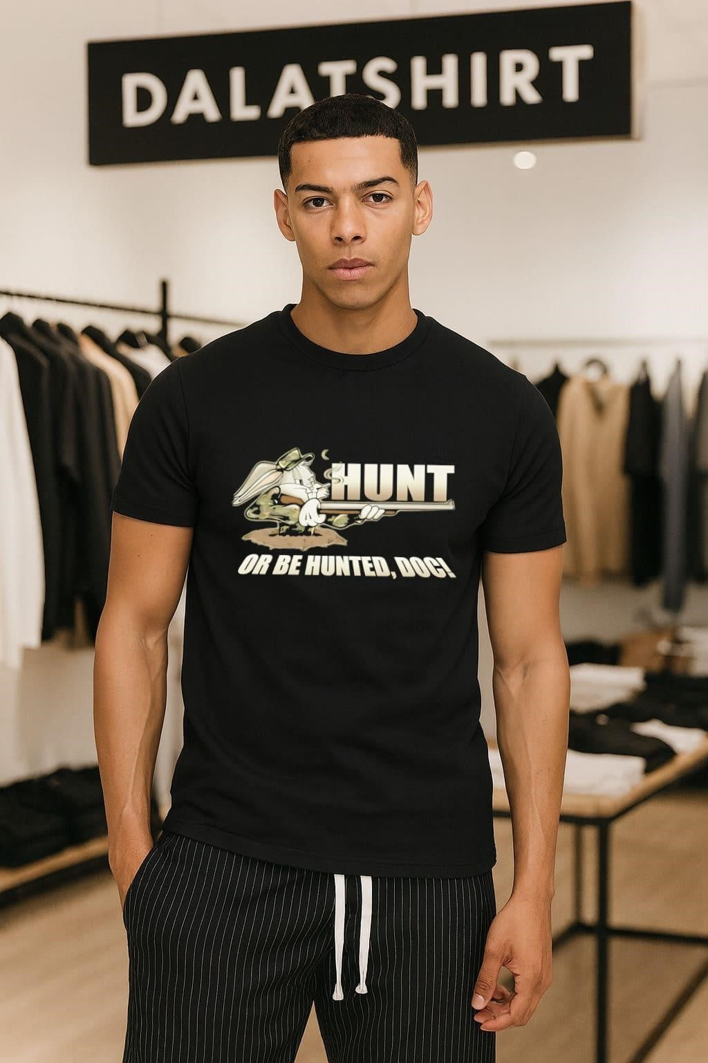 Hunt Or Be Hunted Doc Bugs Bunny Camouflage Hunting Rifle Smoking shirt
