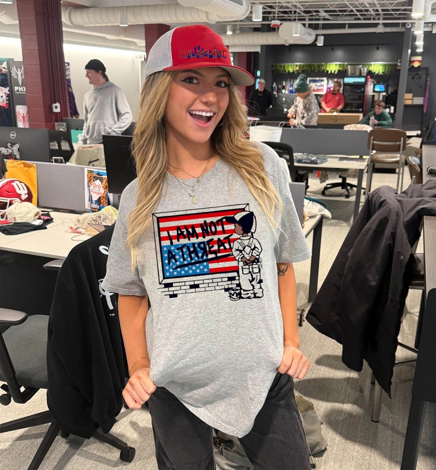 I Am Not A Threat Boy Painting American Flag Graffiti shirt
