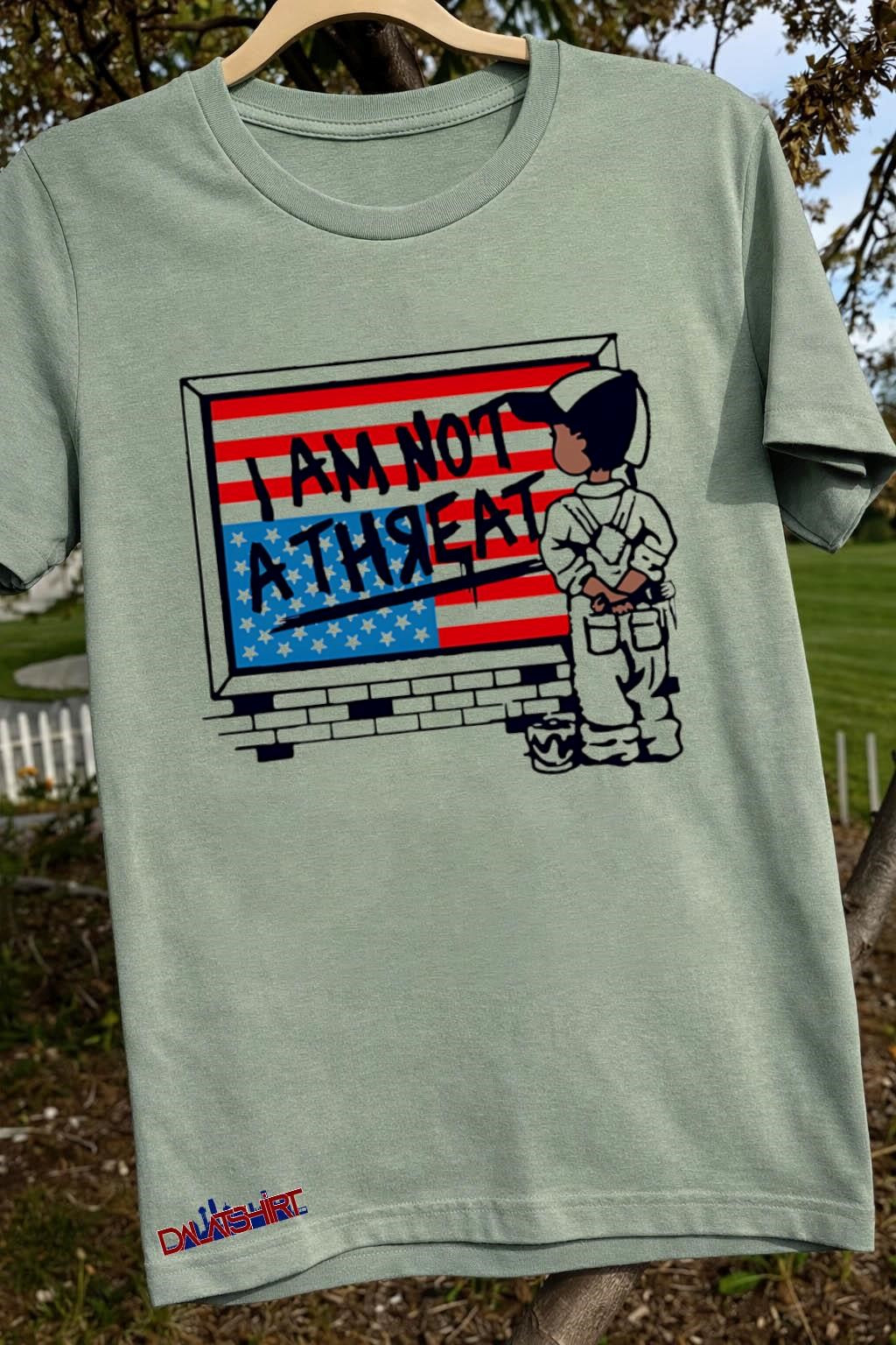 I Am Not A Threat Boy Painting American Flag Graffiti shirt