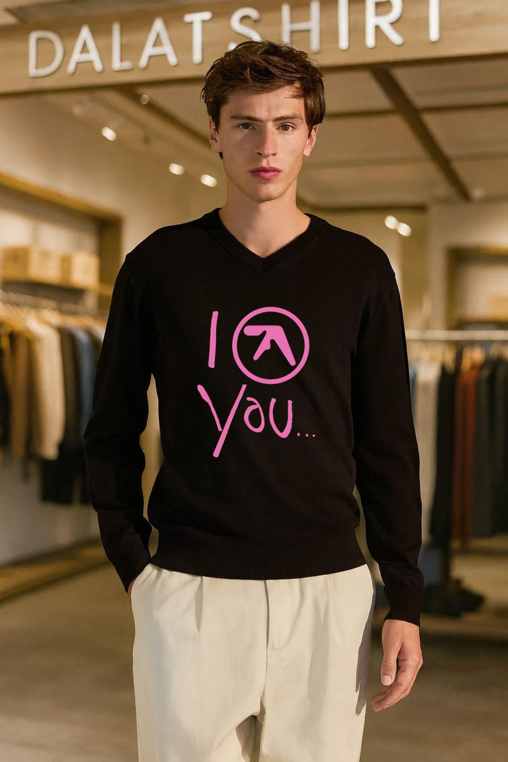 I Aphex Twin Logo You Pink Hand Written Graphic shirt