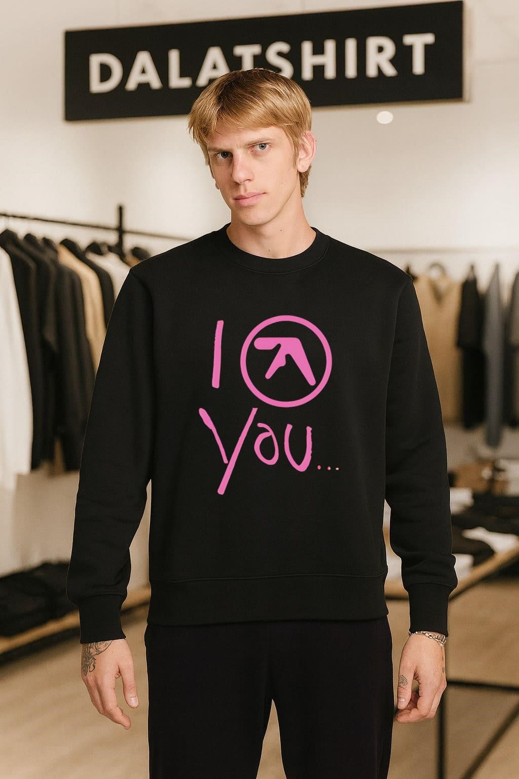 I Aphex Twin Logo You Pink Hand Written Graphic shirt