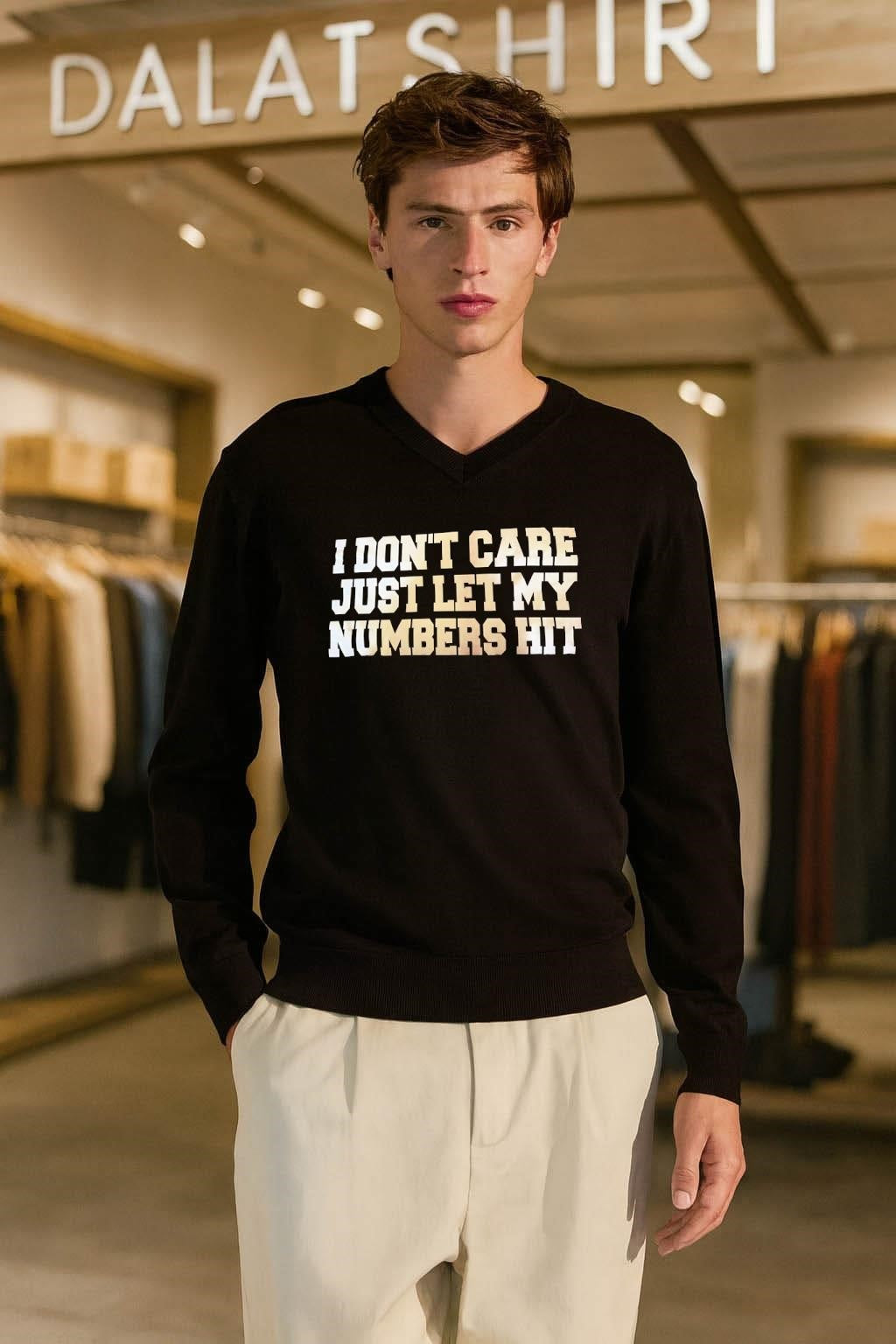 I Don’t Care Just Let My Numbers Hit Distressed Text shirt