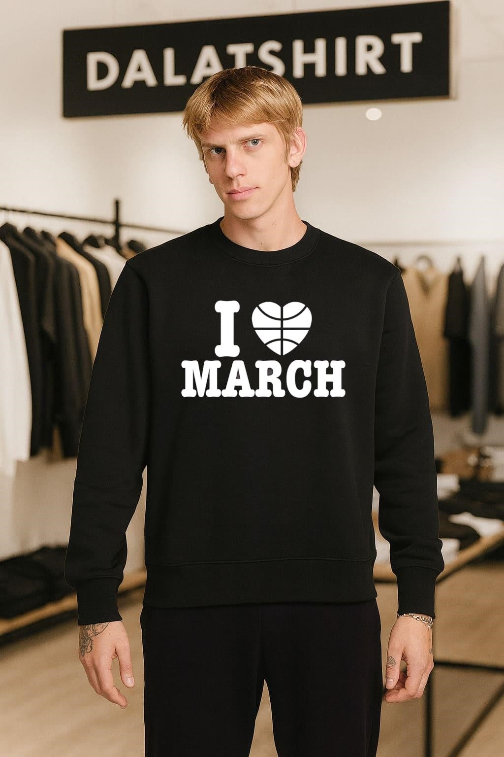 I Love Heart Basketball March White Bold Typography shirt