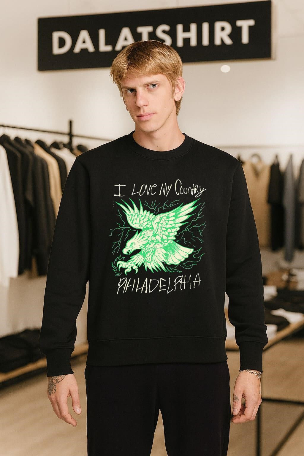 I Love My Country Philadelphia Eagle With Green Lightning shirt