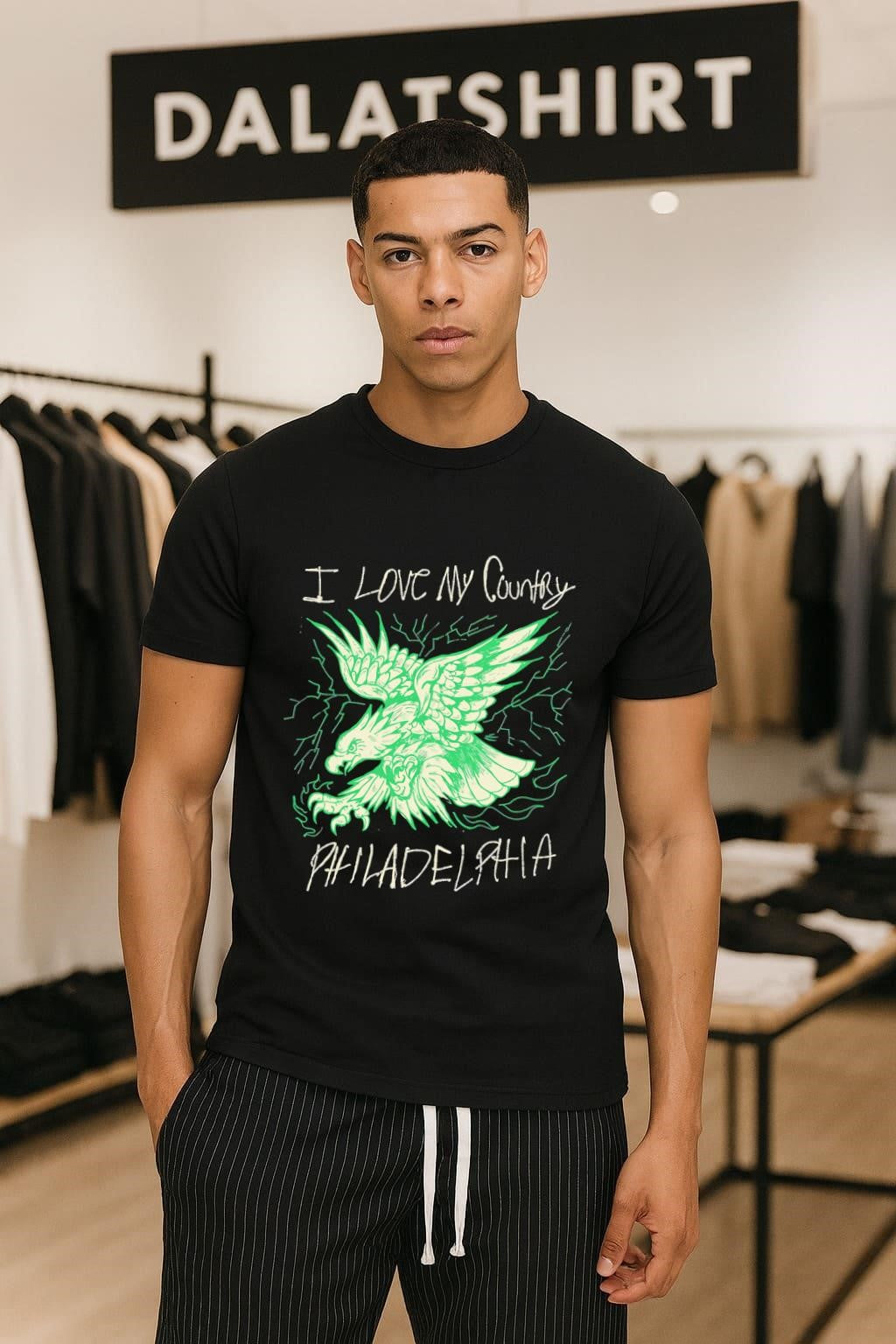 I Love My Country Philadelphia Eagle With Green Lightning shirt