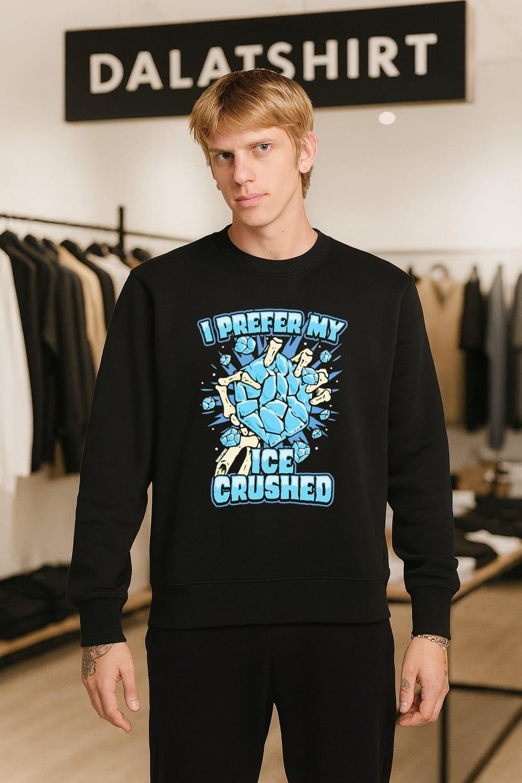 I Prefer My Ice Crushed Skeleton Hand Holding Ice Graphic shirt