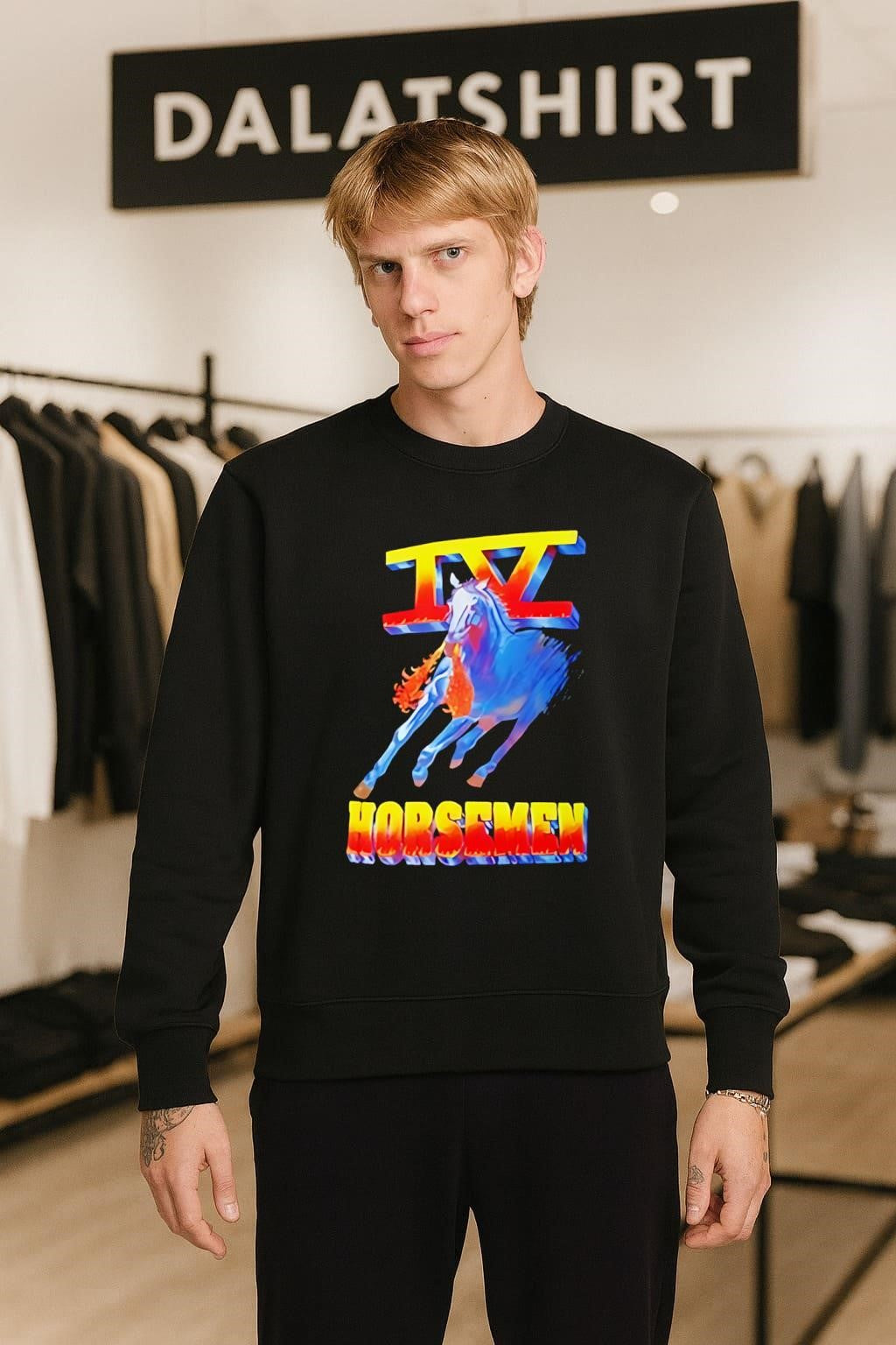 IV Horsemen Fire Breathing Blue Horse shirt