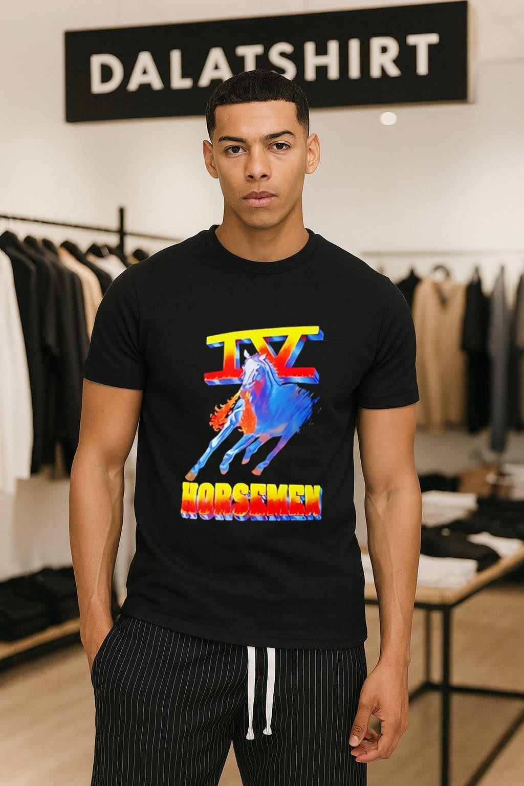 IV Horsemen Fire Breathing Blue Horse shirt