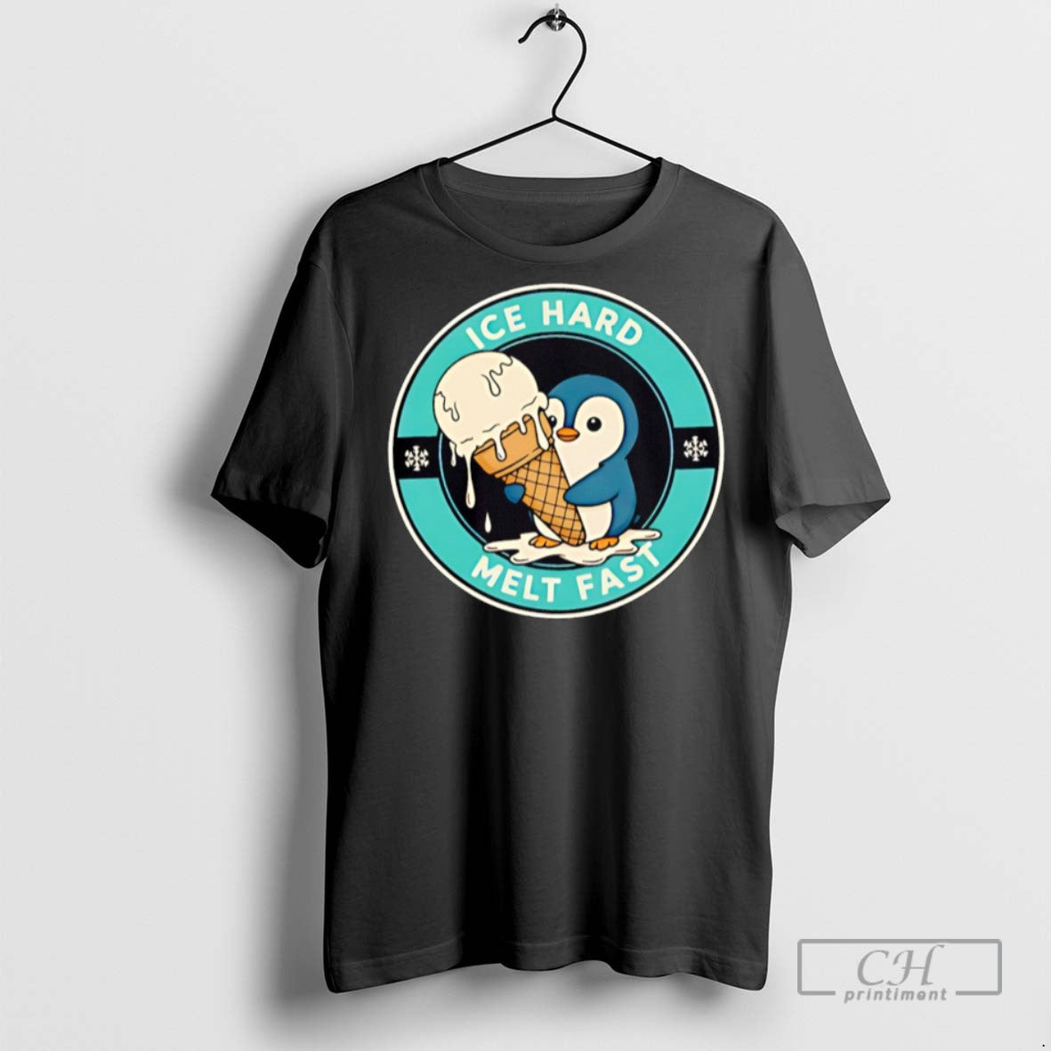 Ice Hard Melt Fast Funny Penguin Ice Cream T Shirts