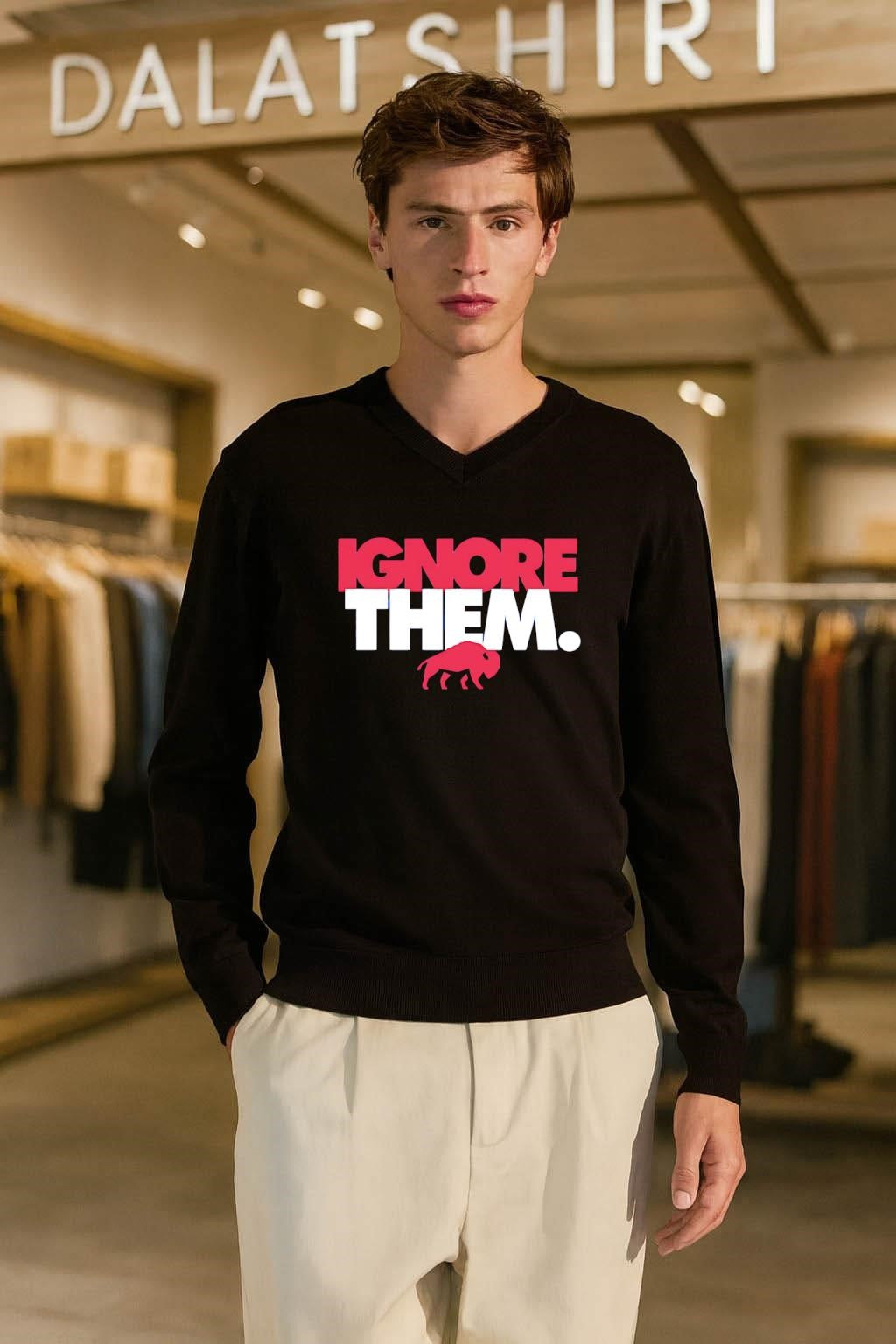 Ignore Them Red Buffalo Mascot Logo Sports shirt