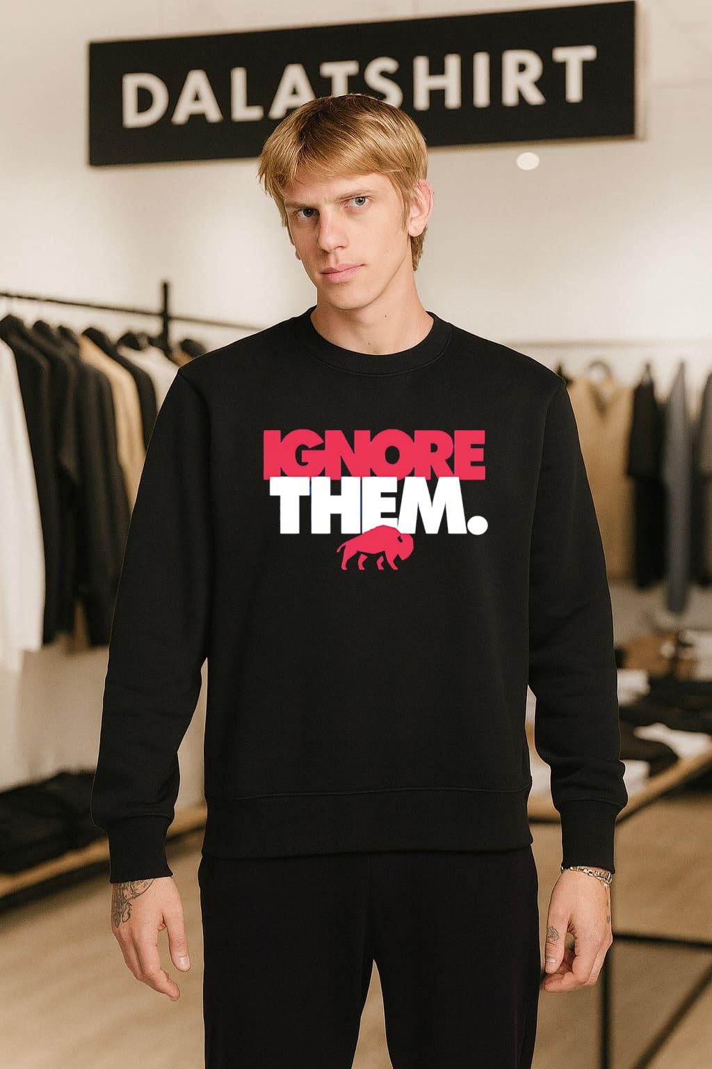 Ignore Them Red Buffalo Mascot Logo Sports shirt