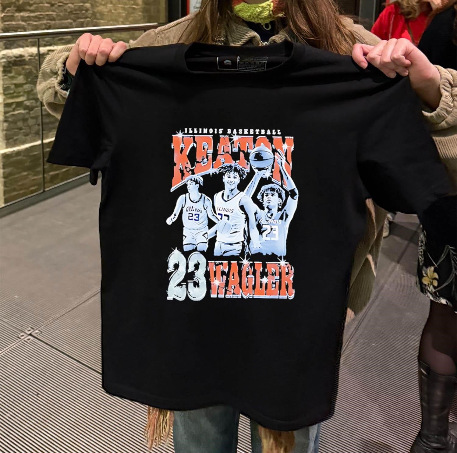 Illinois Basketball Keaton Wagler Number 23 Action Pose shirt