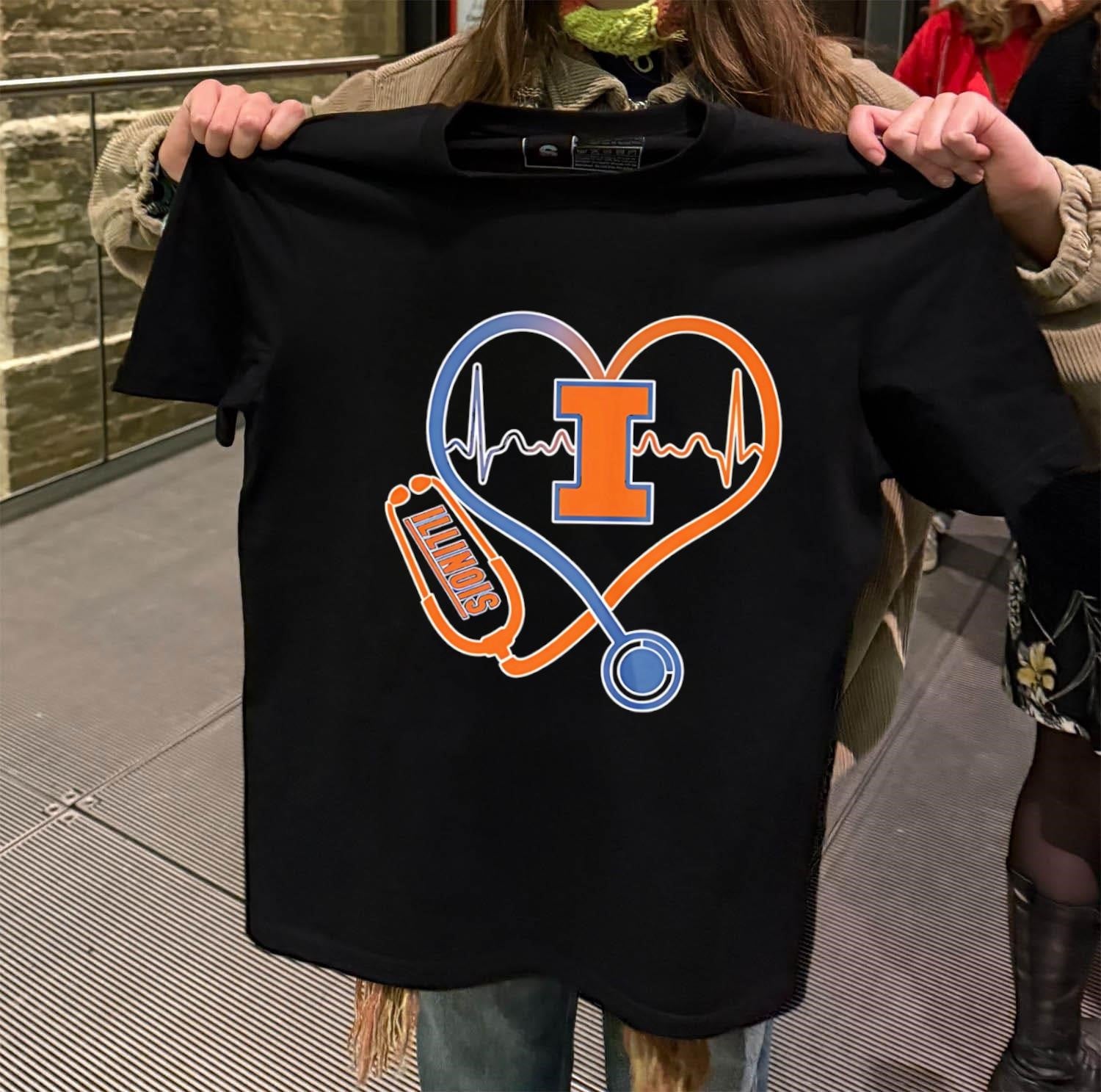Illinois Fighting Illini Heart Stethoscope Nurse shirt