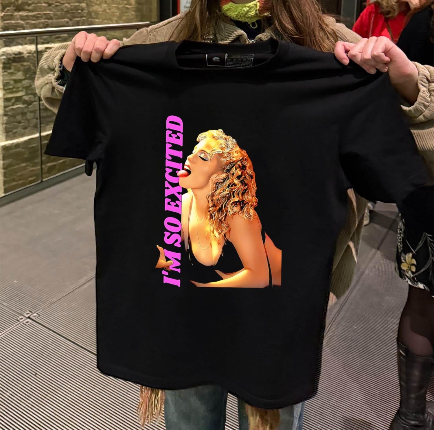 I’m So Excited Woman With Blonde Curly Hair shirt