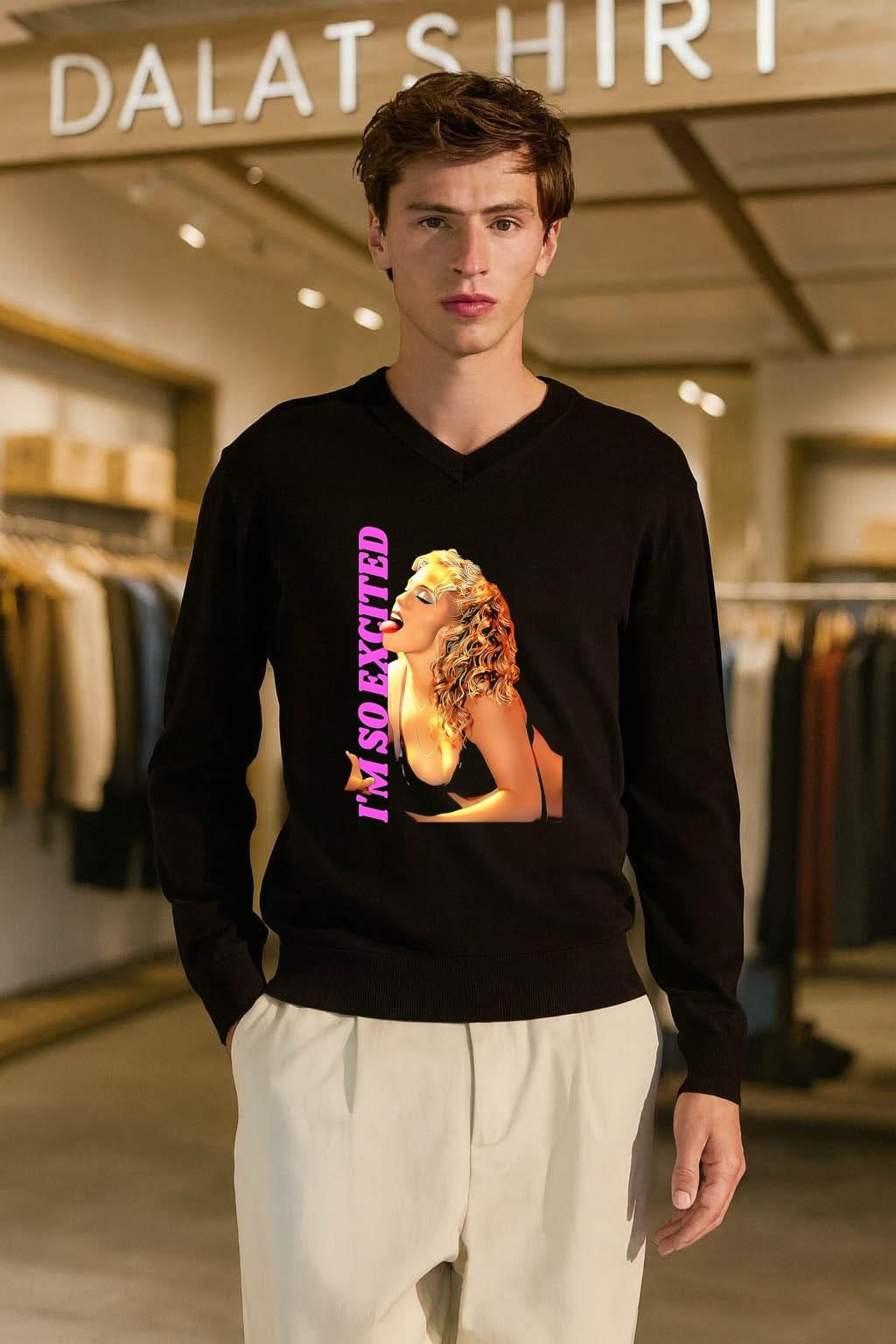 I’m So Excited Woman With Blonde Curly Hair shirt