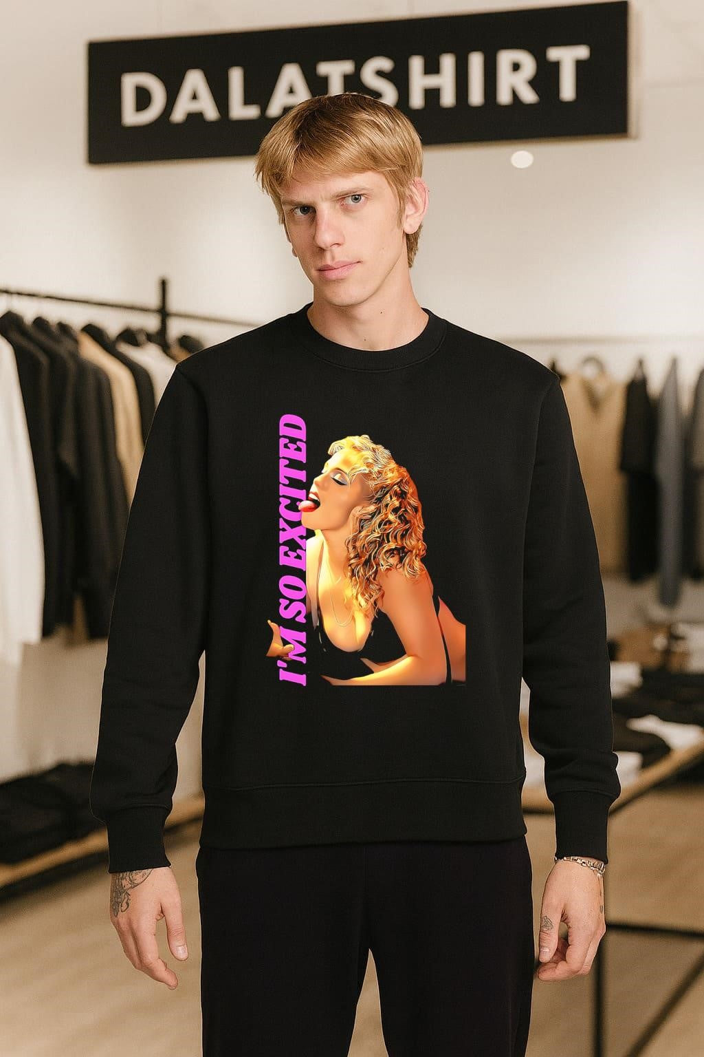 I’m So Excited Woman With Blonde Curly Hair shirt
