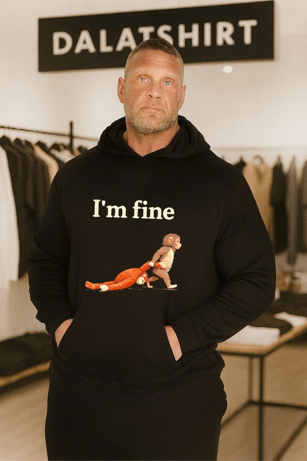 I’m fine Monkey and Slumped Orangutan Illustration shirt