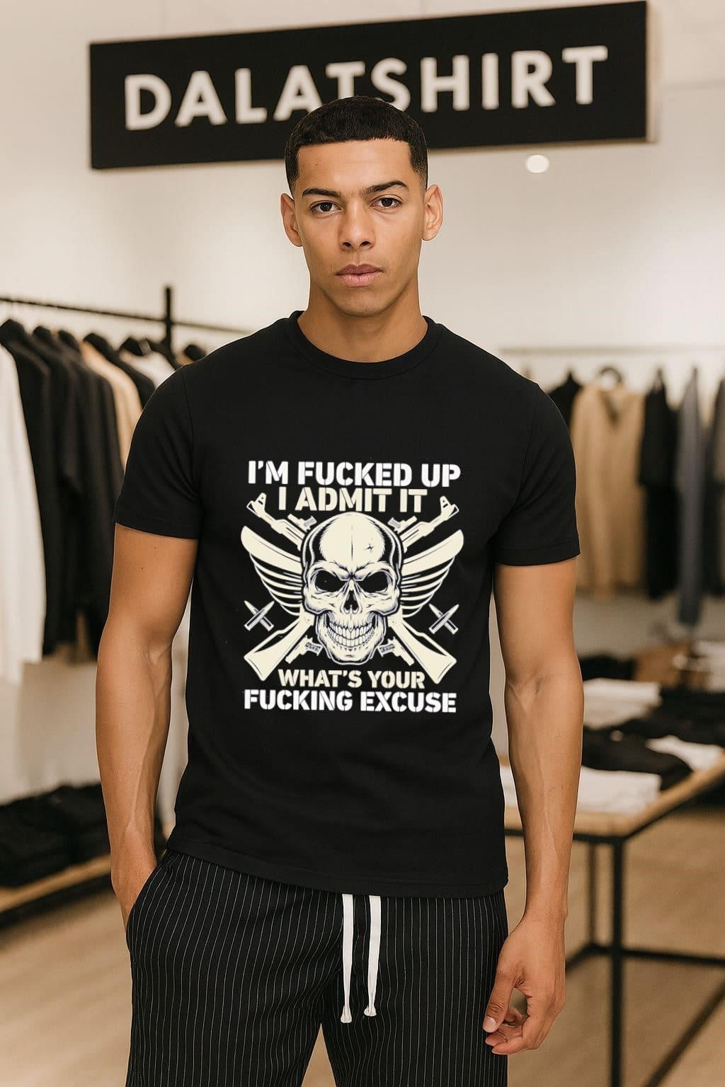 I’m fucked up I admit it skull guns shirt