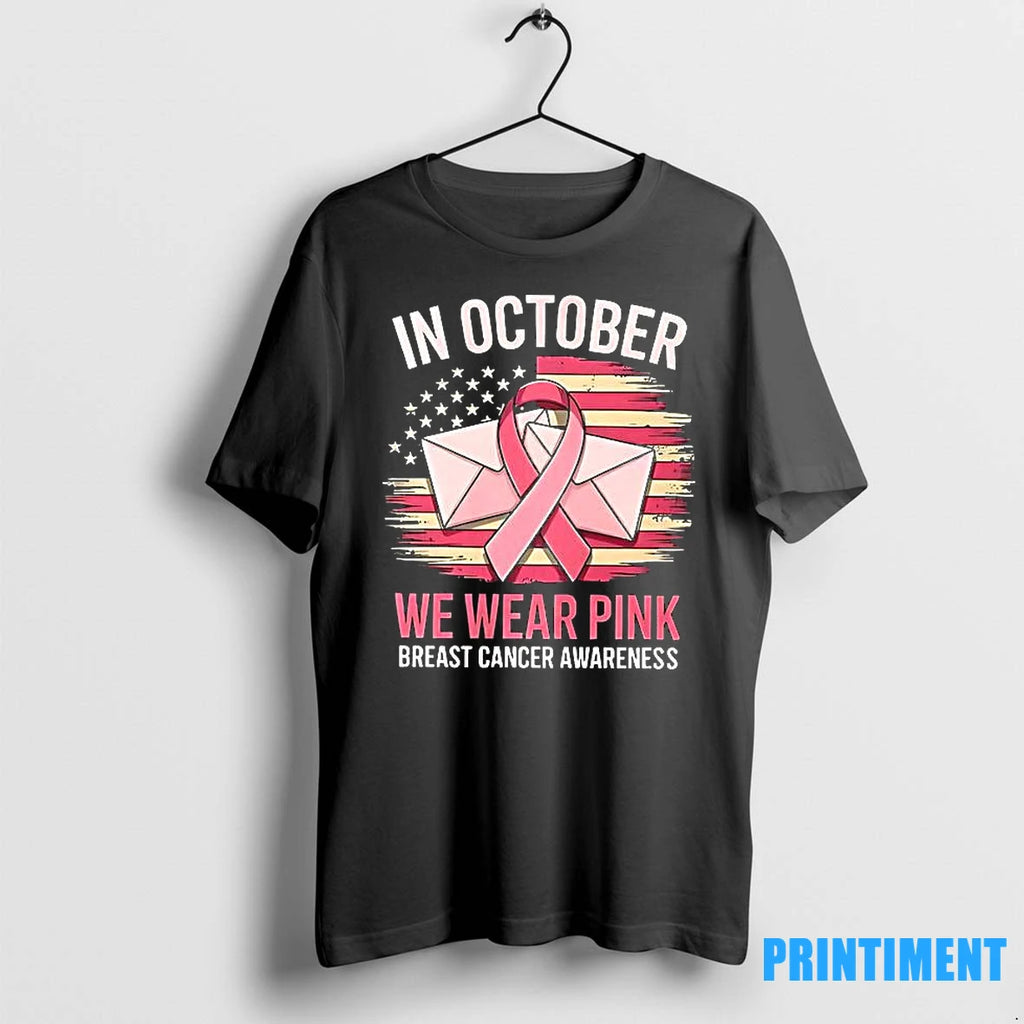 In October We Wear Pink Postal Worker Breast Cancer Awareness Mail Carrier Tshirts Sweater