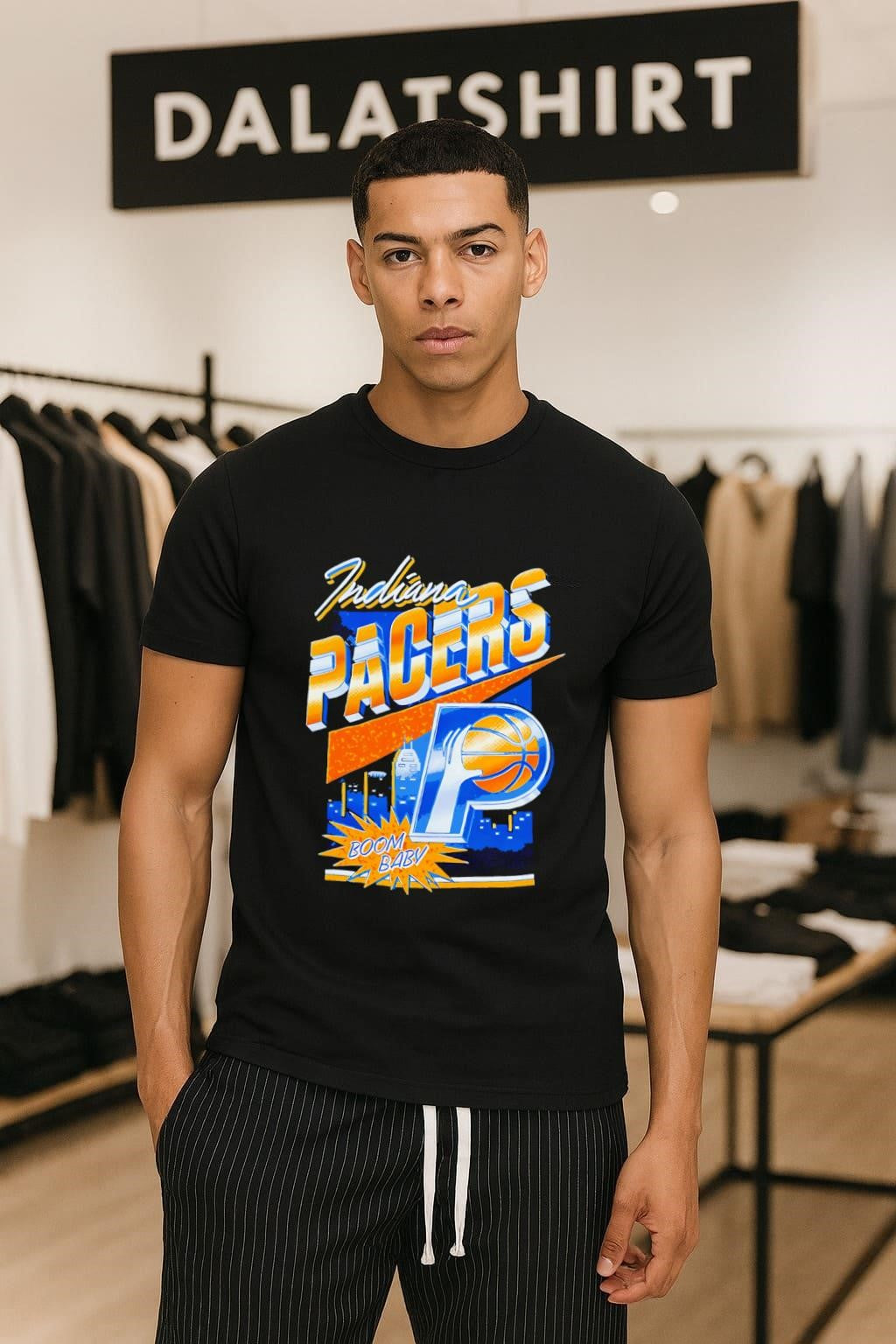 Indiana Pacers Basketball Boom Baby City Skyline Graphic shirt