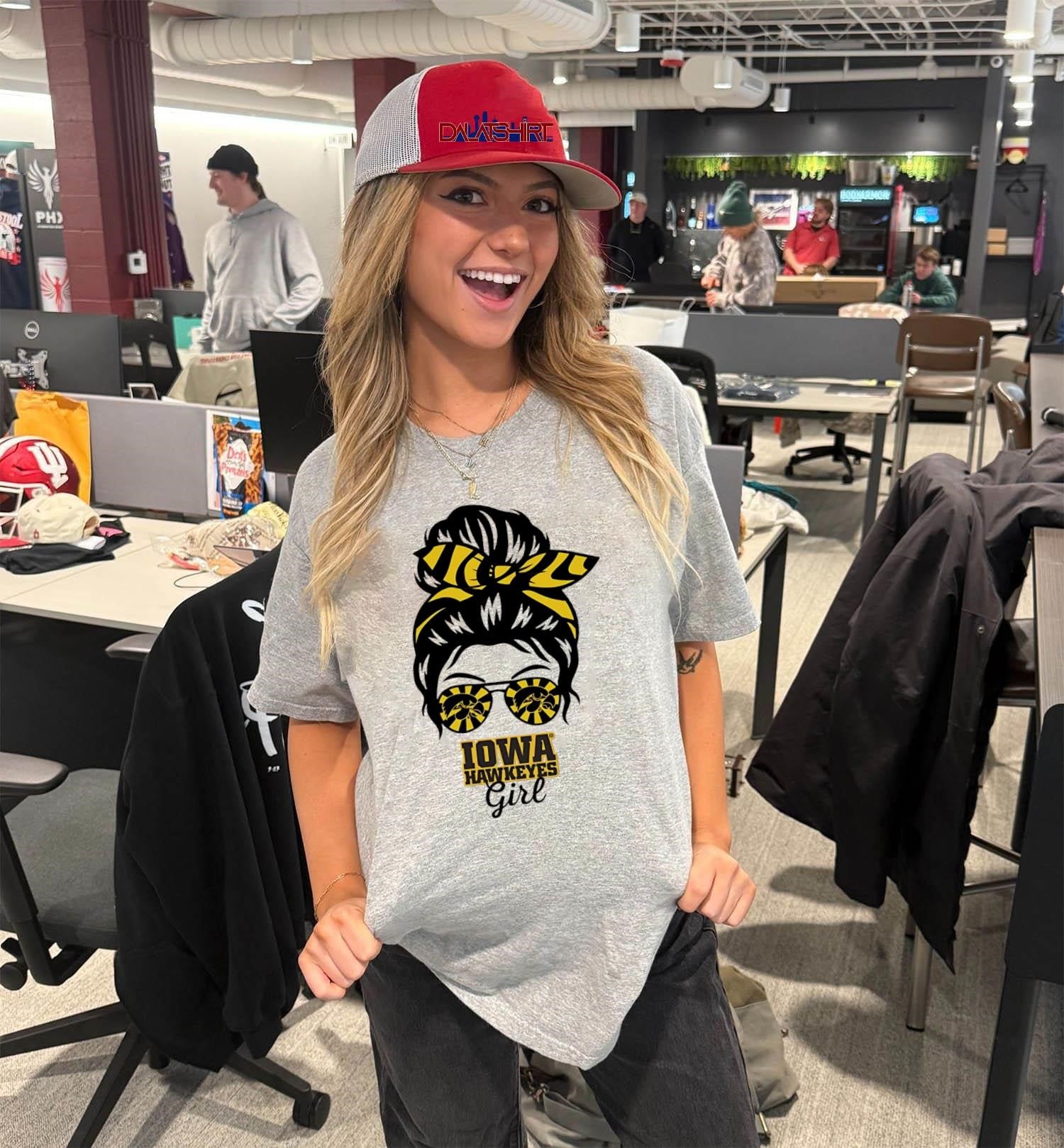 Iowa Hawkeyes Girl Sunglasses Messy Bun shirt