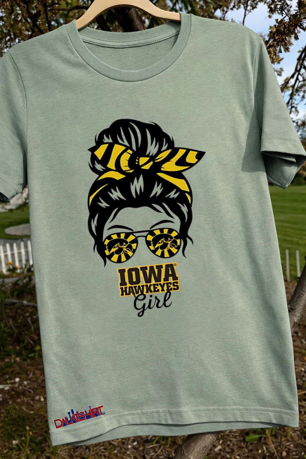 Iowa Hawkeyes Girl Sunglasses Messy Bun shirt