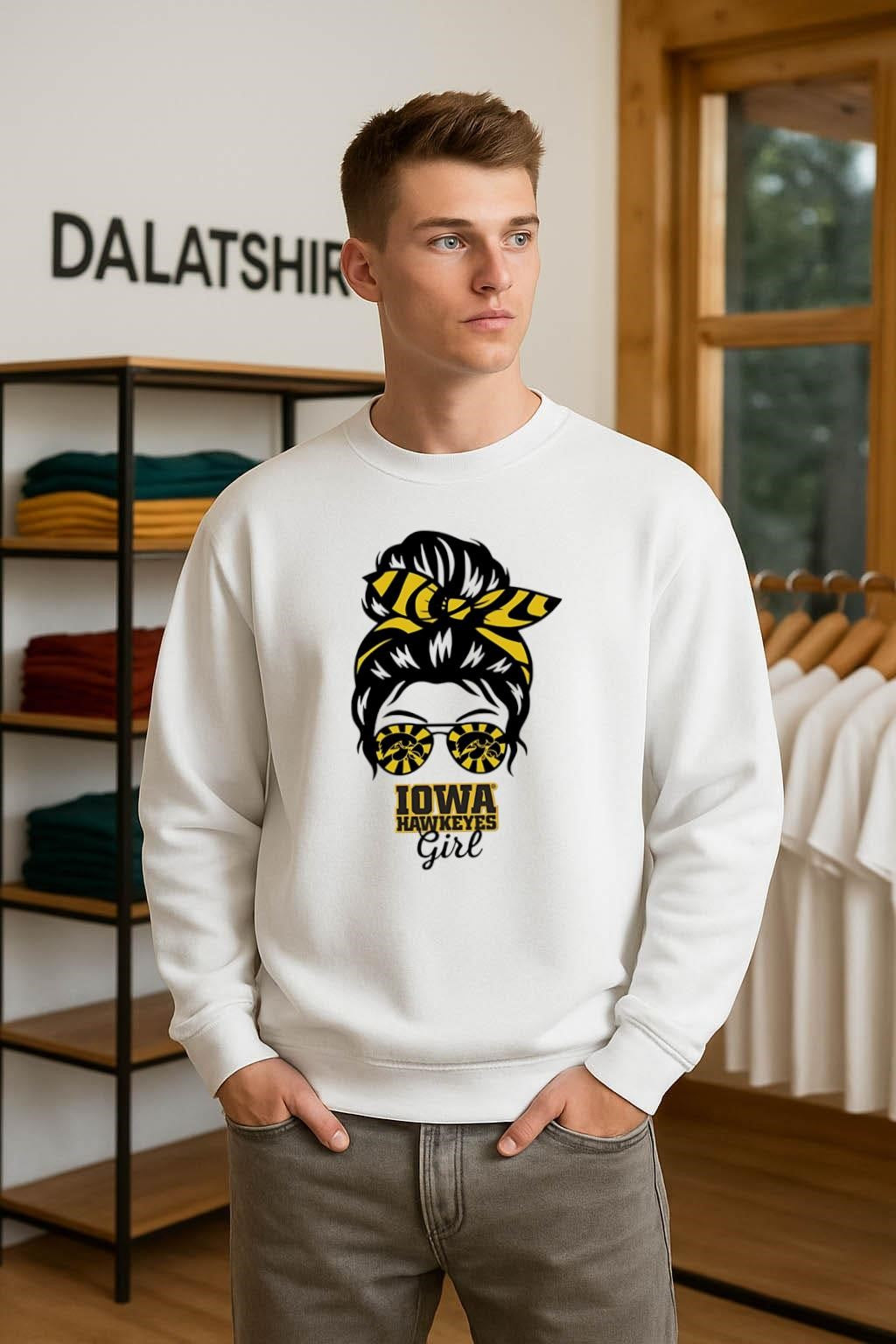 Iowa Hawkeyes Girl Sunglasses Messy Bun shirt
