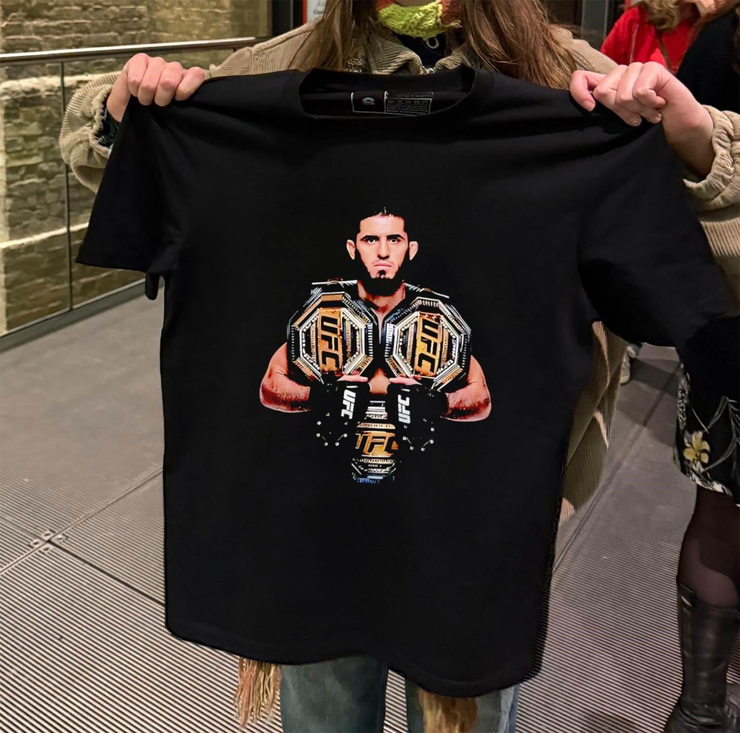 Islam Makhachev Holding Three UFC Championship Gold Belts shirt