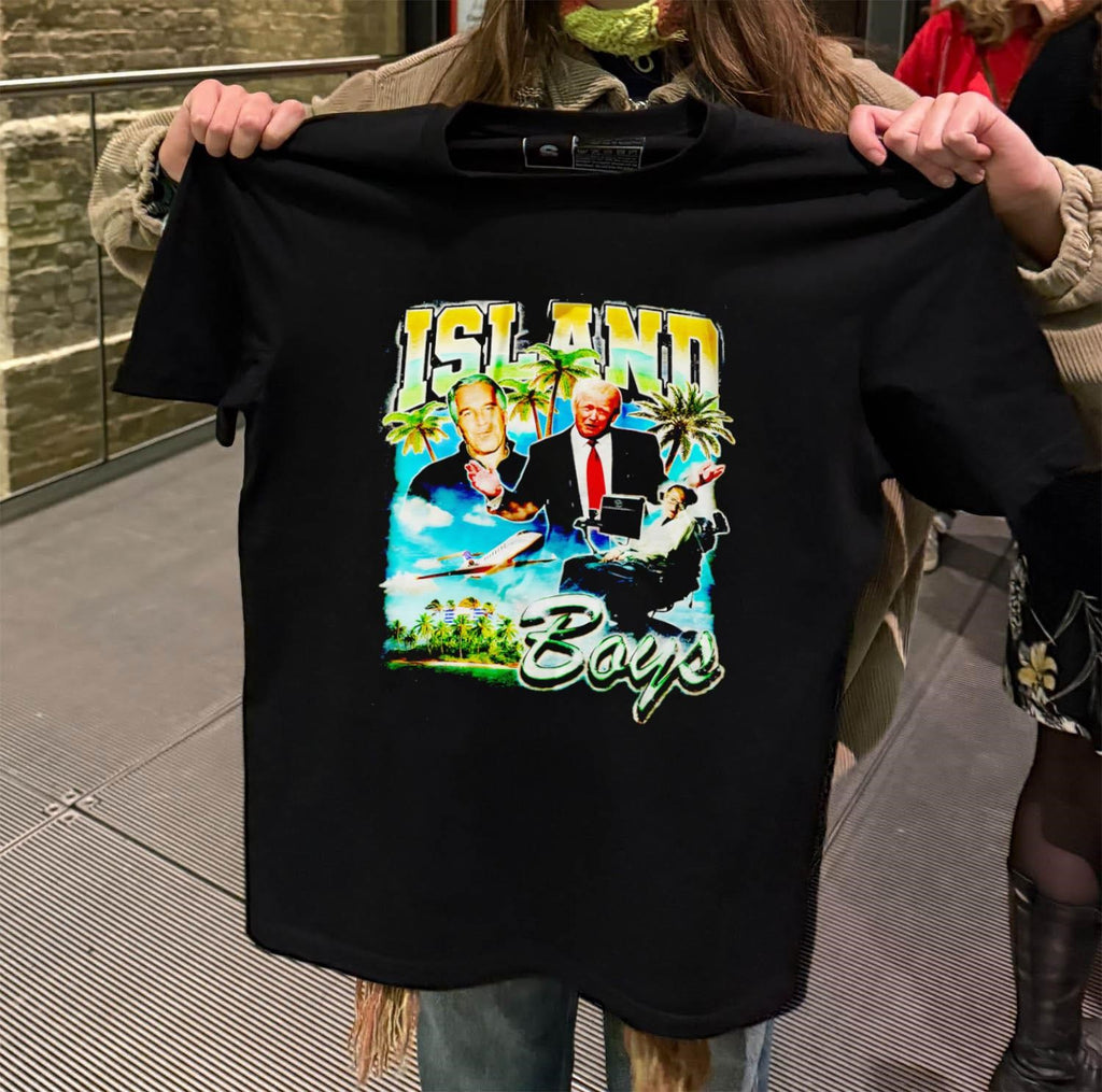 Island Boys Jeffrey Epstein Donald Trump Stephen Hawking Tropical Palm Tree shirt