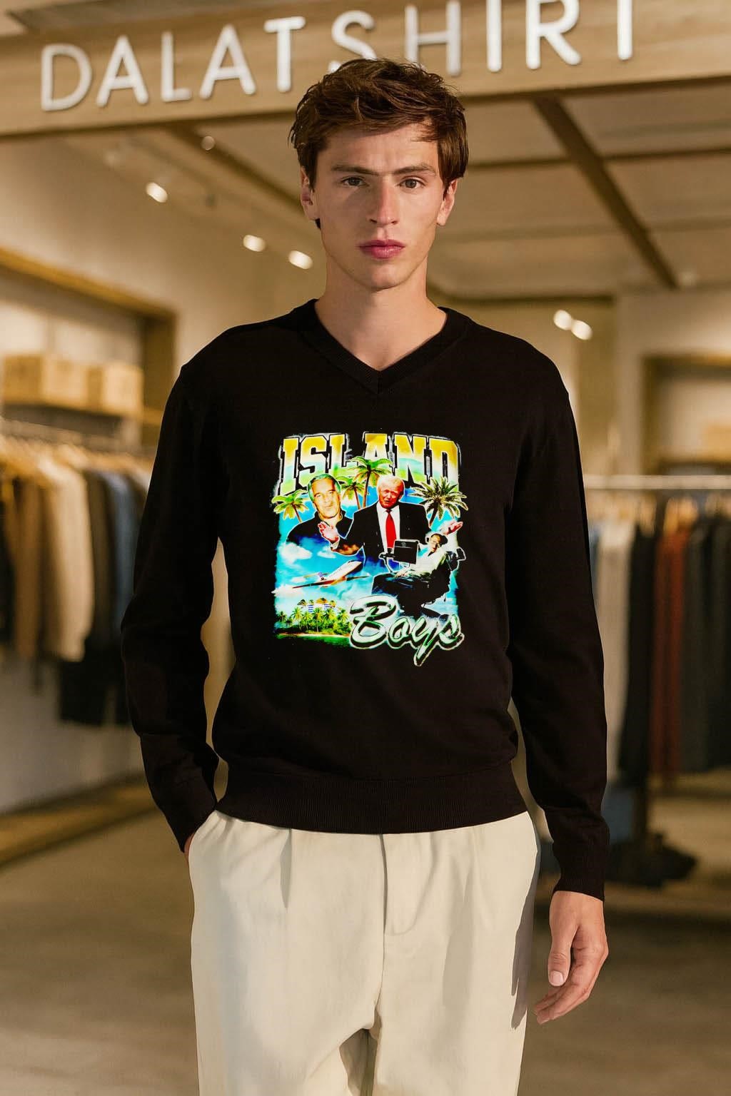 Island Boys Jeffrey Epstein Donald Trump Stephen Hawking Tropical Palm Tree shirt