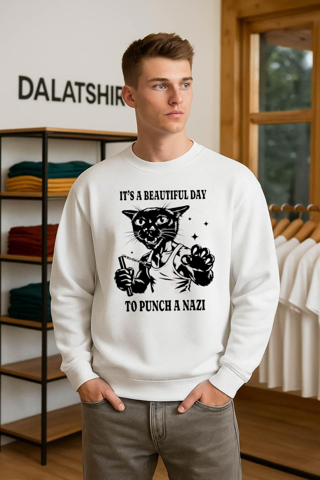 It’s A Beautiful Day To Punch A Nazi Cat shirt