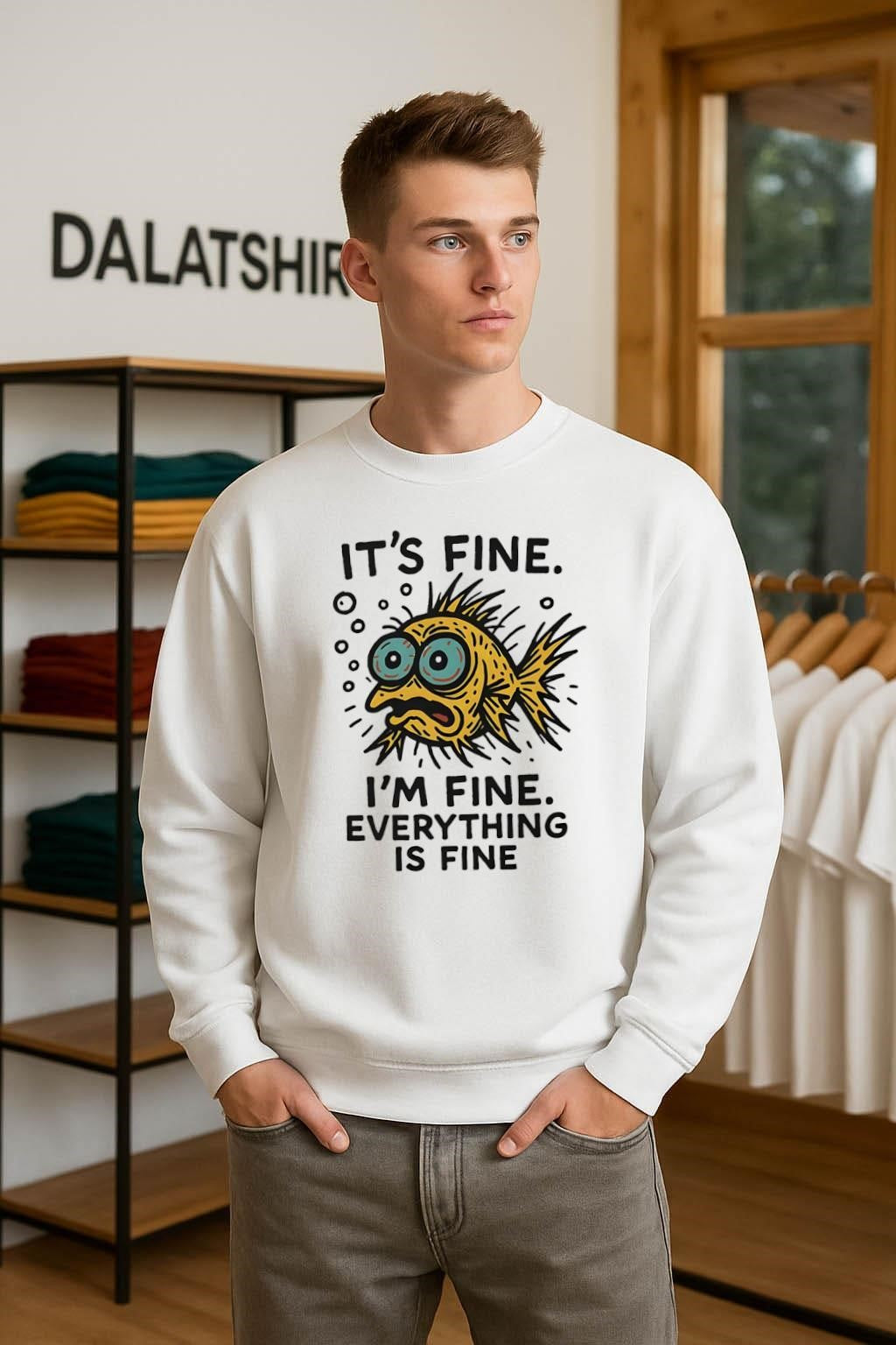 It’s Fine I’m Fine Everything Is Fine Yellow Nervous Fish shirt