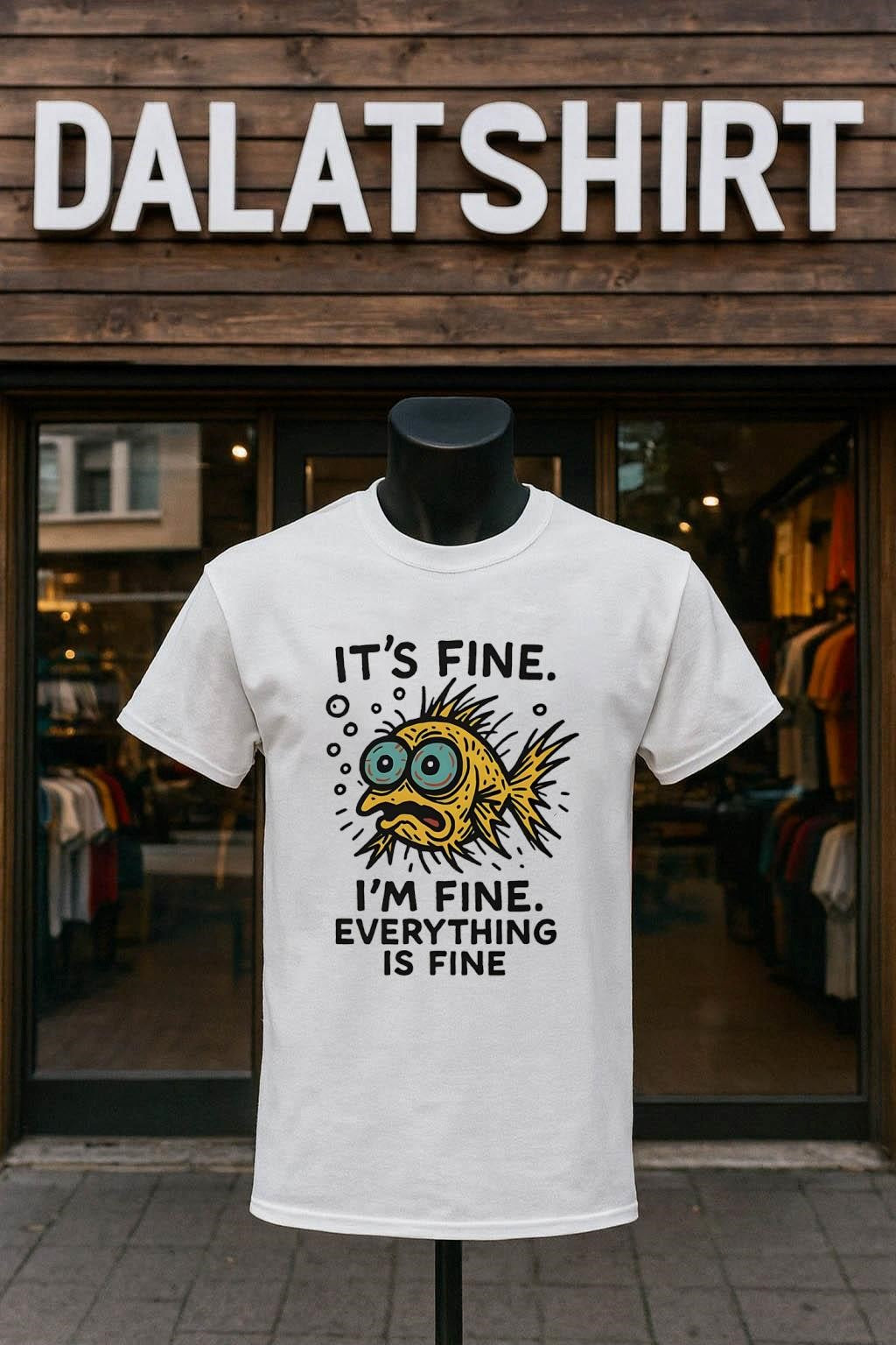 It’s Fine I’m Fine Everything Is Fine Yellow Nervous Fish shirt